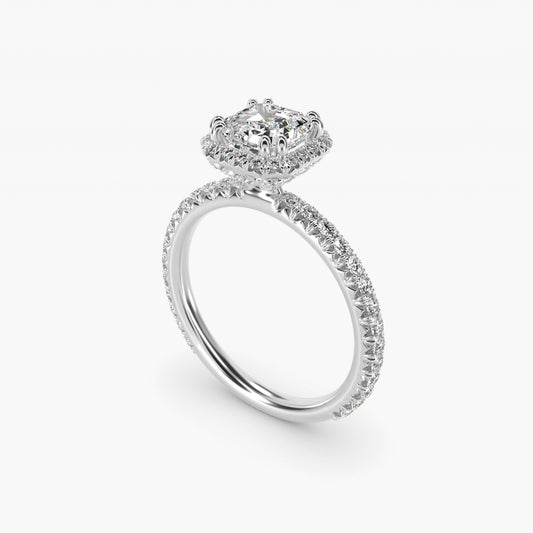 Blue Nile Studio Heiress Halo Diamond Engagement Ring in 14K White Gold - Asscher Center