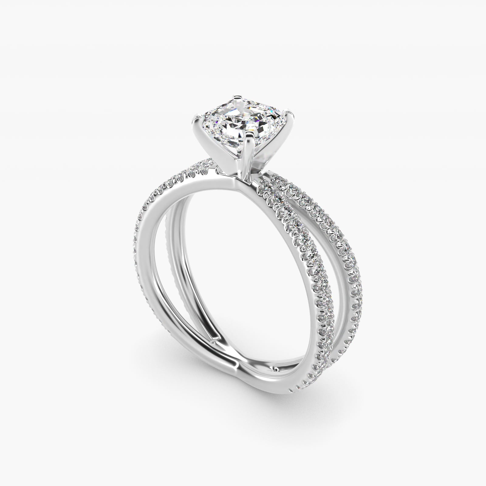 Blue Nile Studio Empress Diamond Engagement Ring in 18k White Gold (1/3 ct. tw.) - Asscher Center
