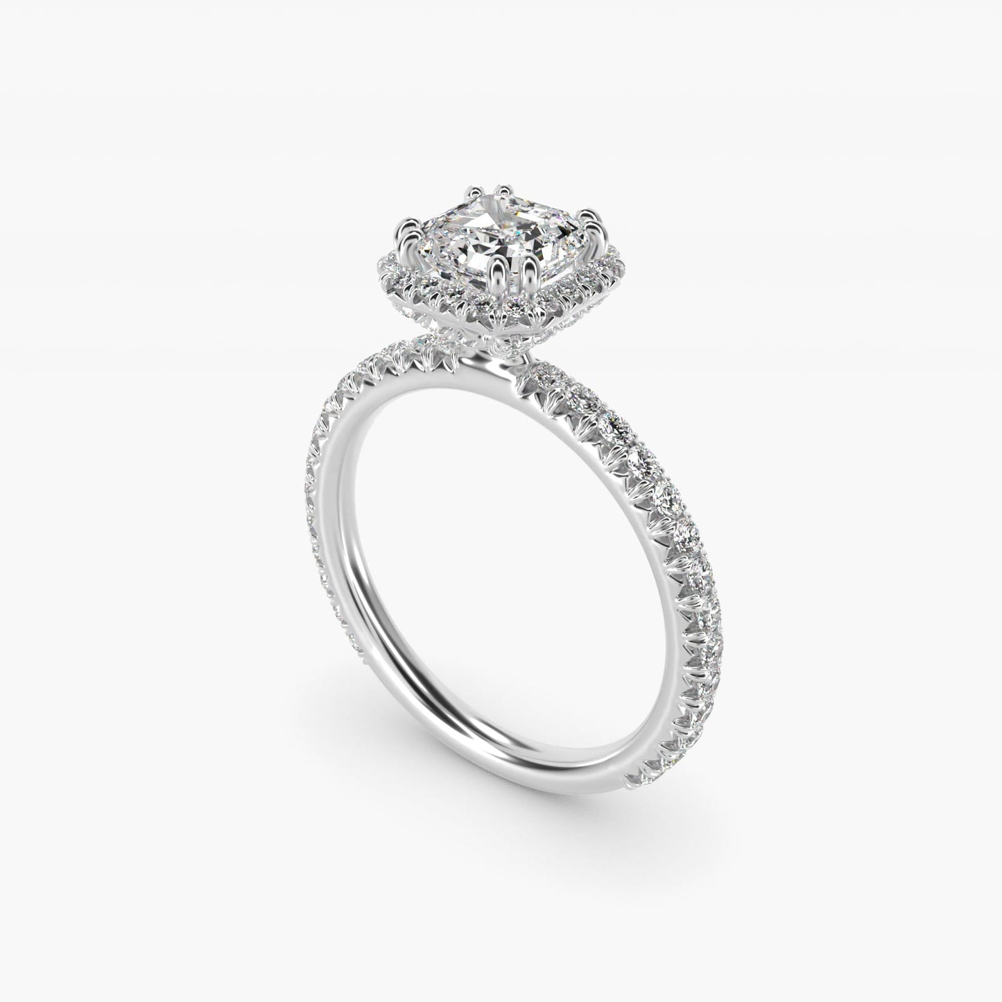 Blue Nile Studio Imperial Micropav? Diamond Engagement Ring in 18k White Gold (3/8 ct. tw.) - Asscher Center