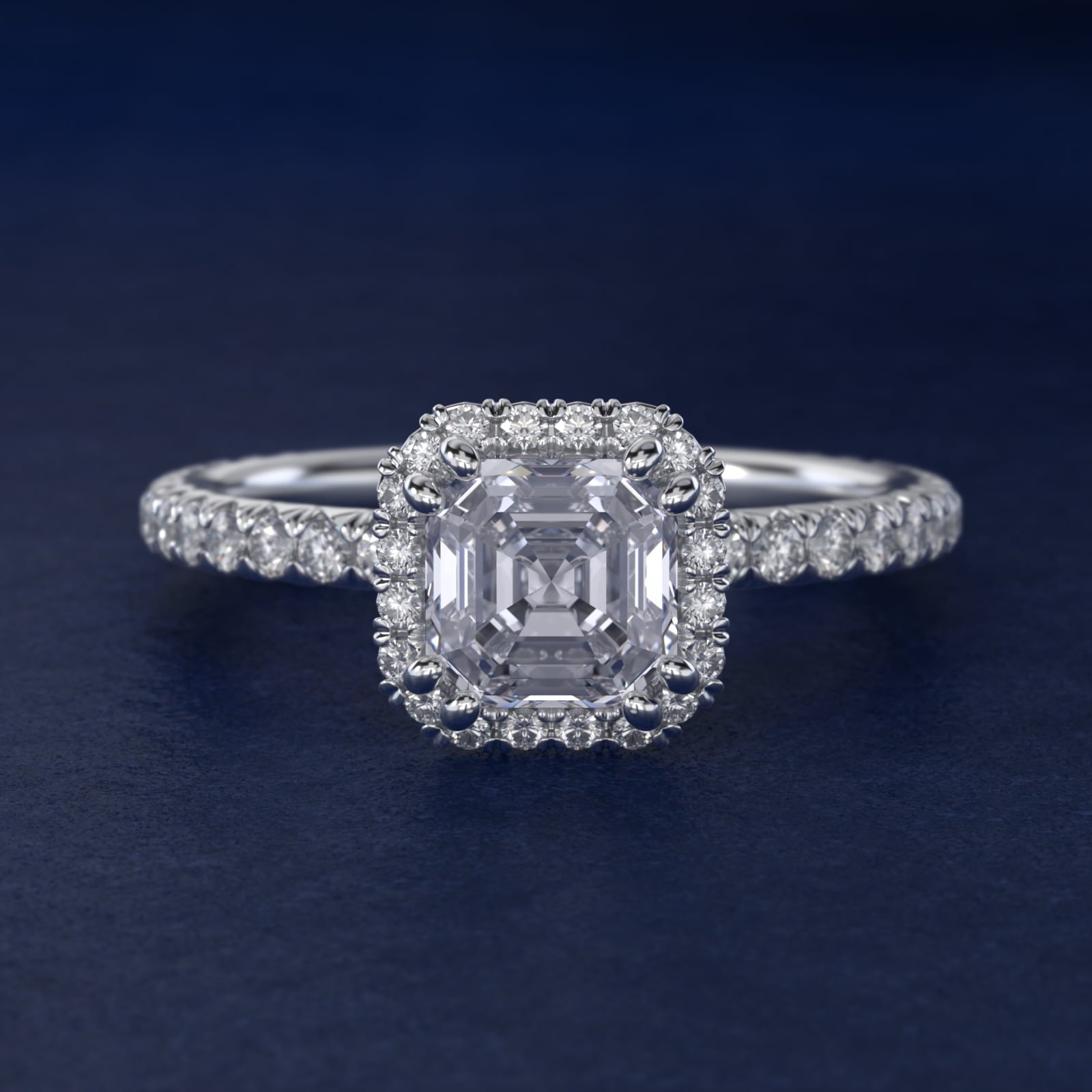 Blue Nile Studio Heiress Halo Diamond Engagement Ring in 14K White Gold - Asscher Center