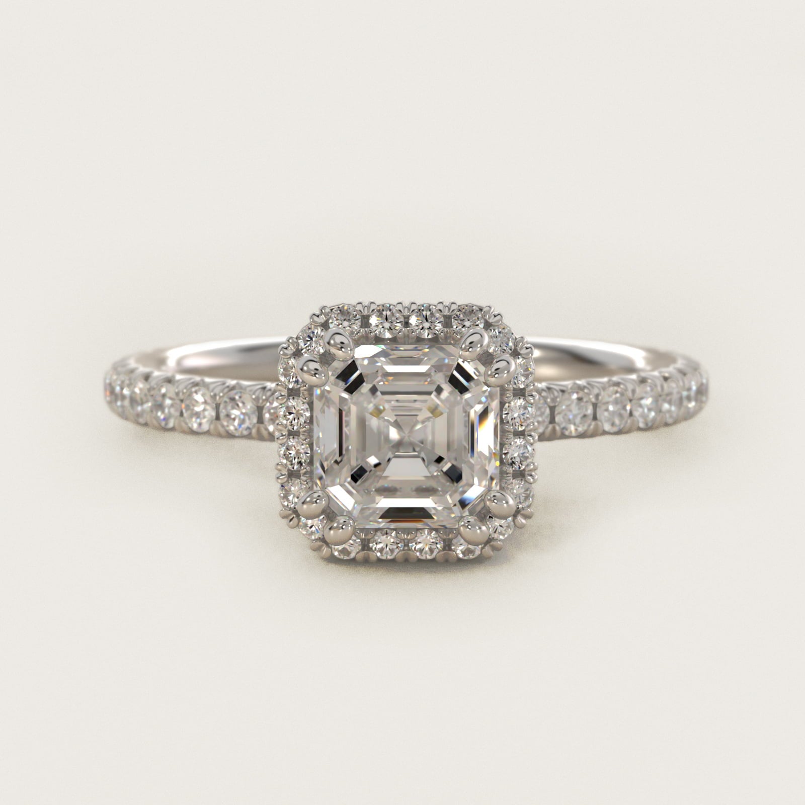 Blue Nile Studio Heiress Halo Diamond Engagement Ring in 18k White Gold - Asscher Center