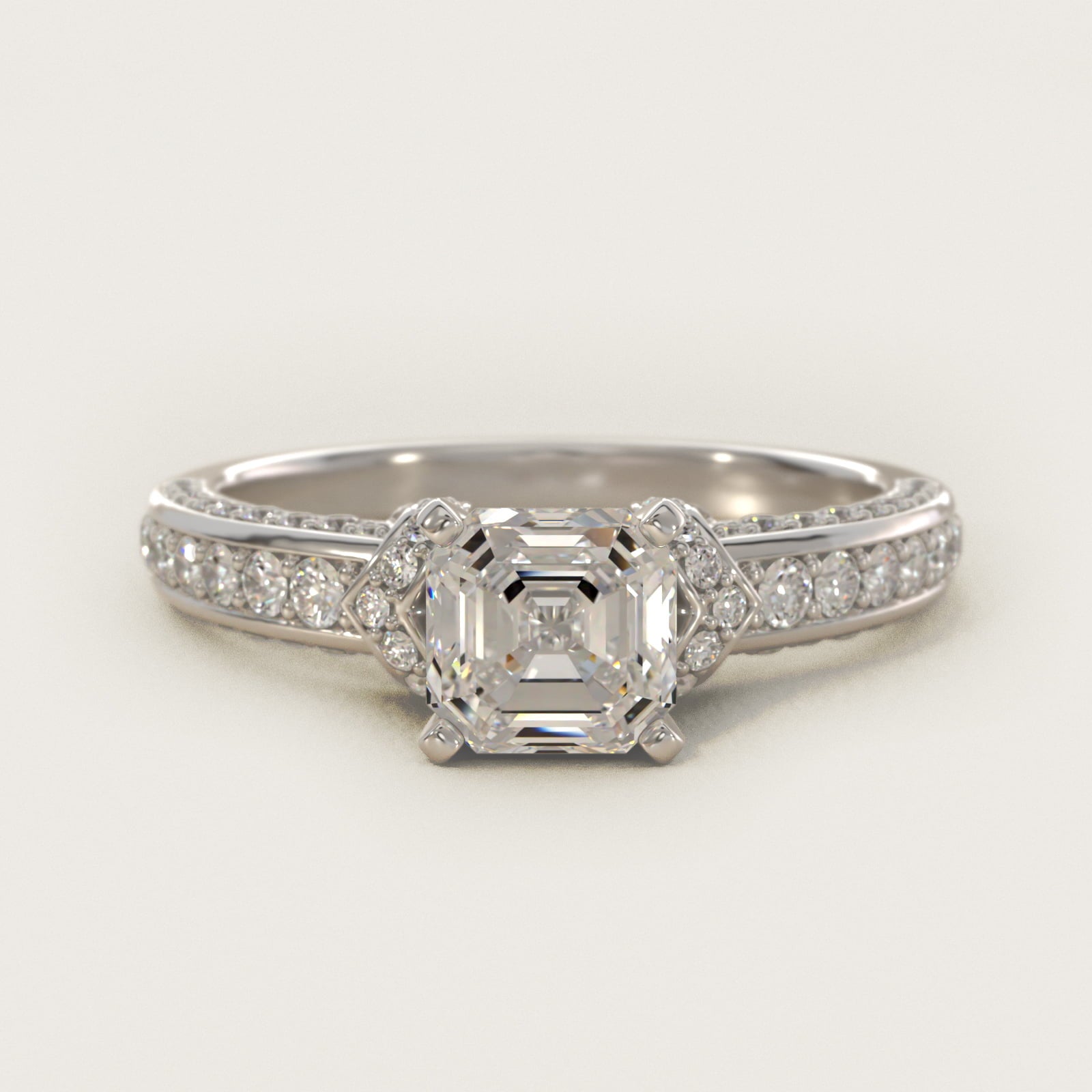 Blue Nile Studio Imperial MicropavŽ Diamond Engagement Ring in 14k White Gold (3/8 ct. tw.) - Asscher Center