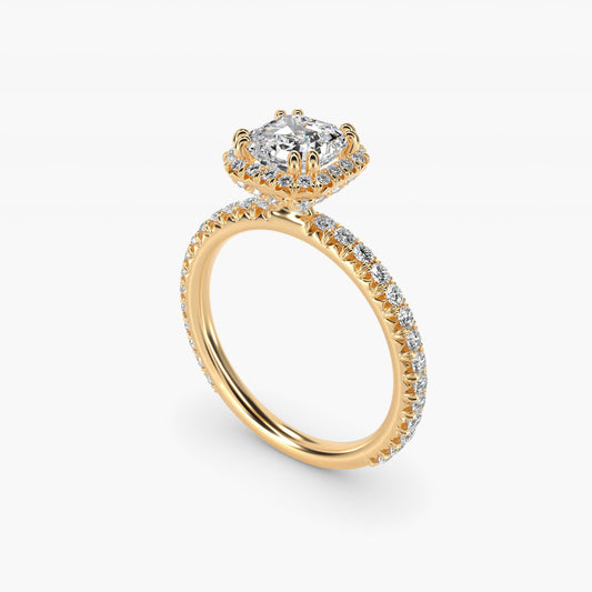 Blue Nile Studio Heiress Halo Diamond Engagement Ring in 14K Yellow Gold - Asscher Center
