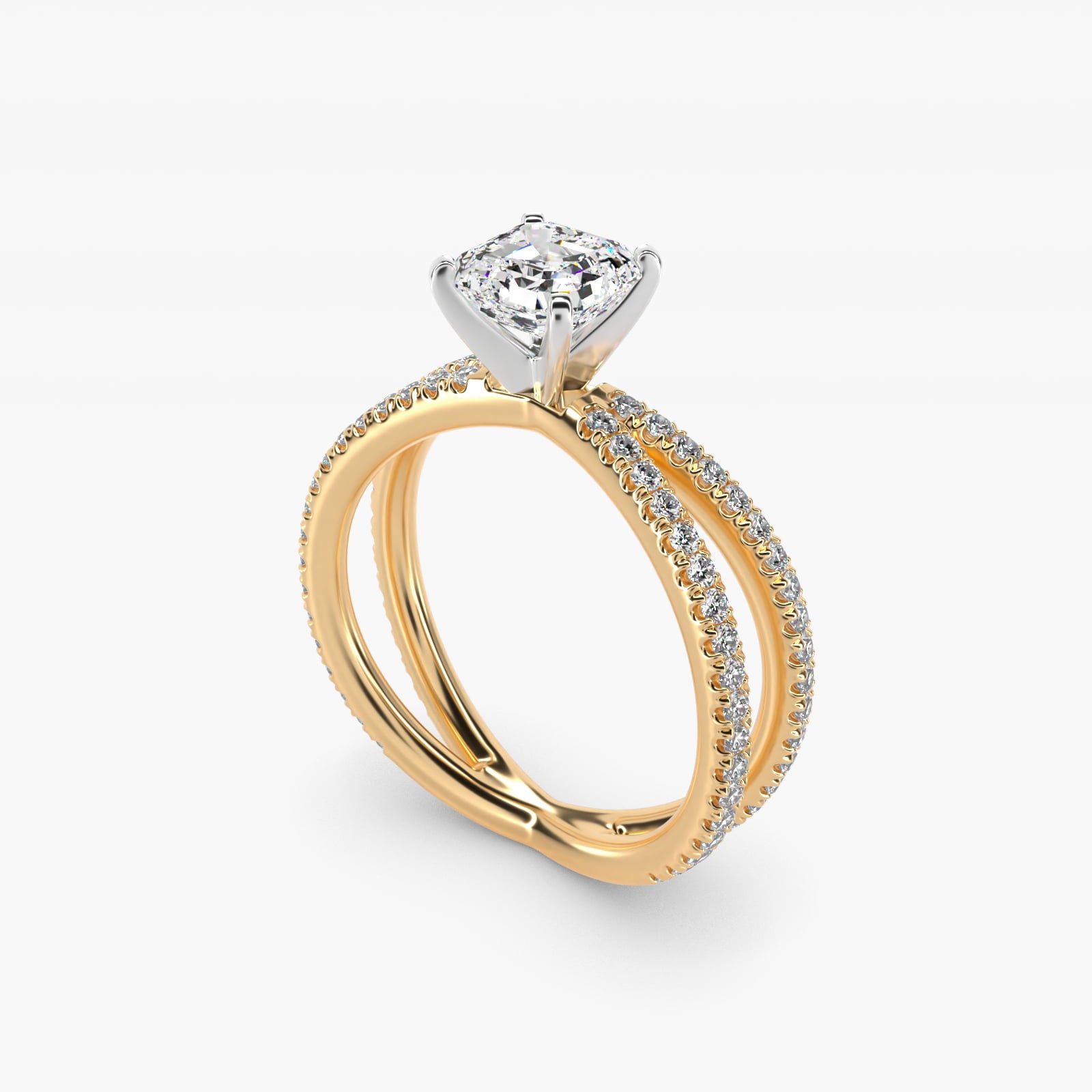 Blue Nile Studio Empress Diamond Engagement Ring in 18k Yellow Gold (1/3 ct. tw.) - Asscher Center