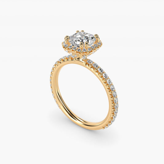 Blue Nile Studio Imperial Micropav? Diamond Engagement Ring in 18k Yellow Gold (3/8 ct. tw.) - Asscher Center