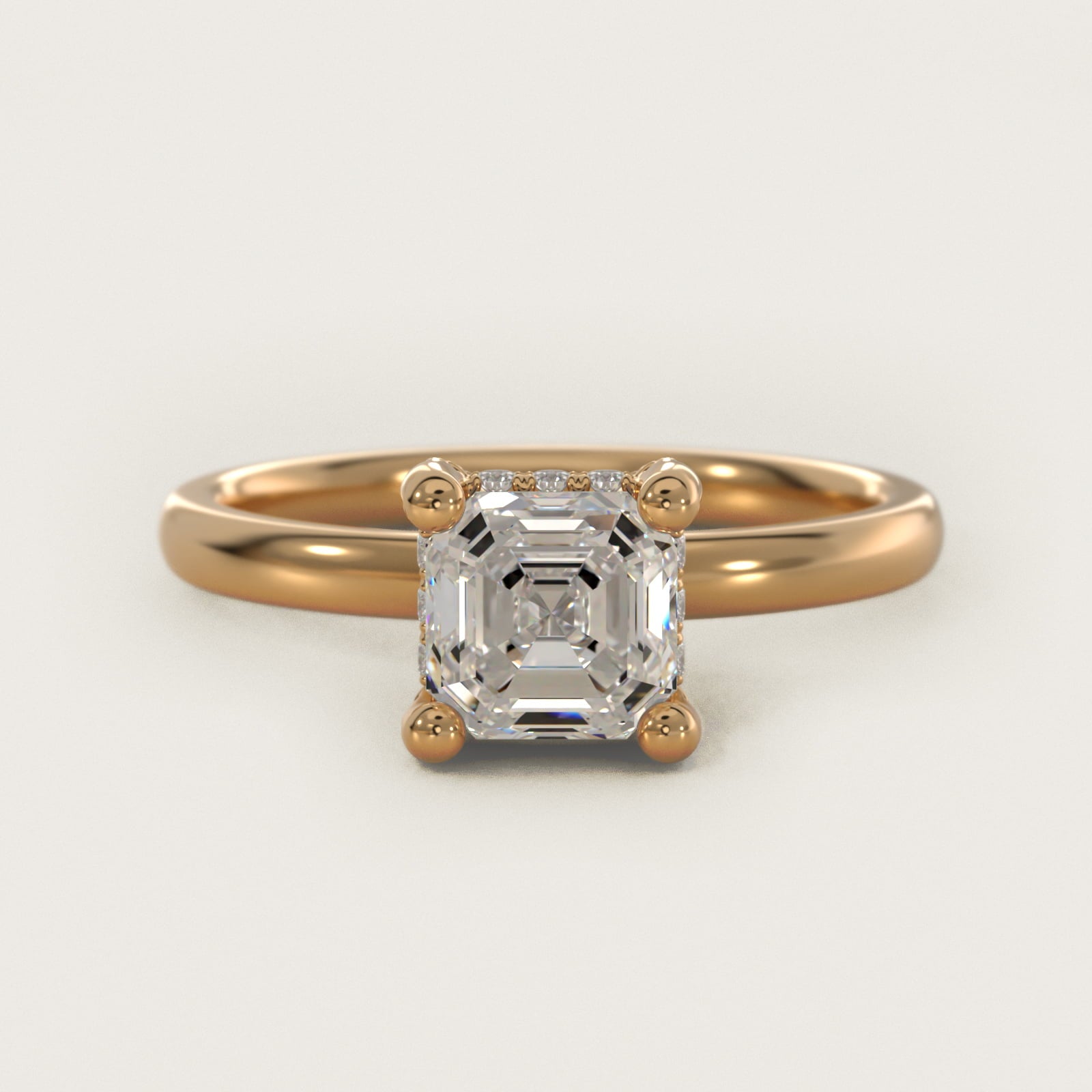 Blue Nile Studio French PavŽ Diamond Crown Solitaire Engagement Ring in 14K Yellow Gold (1/6 ct. tw.) - Asscher Center