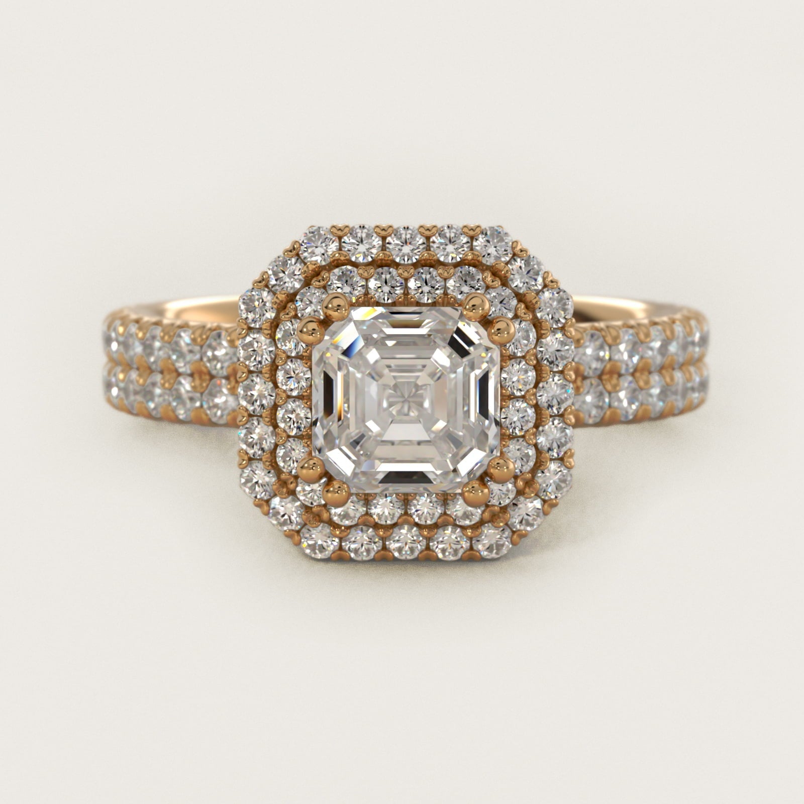 Blue Nile Studio Imperial Micropav? Diamond Engagement Ring in 18k Yellow Gold (3/8 ct. tw.) - Asscher Center