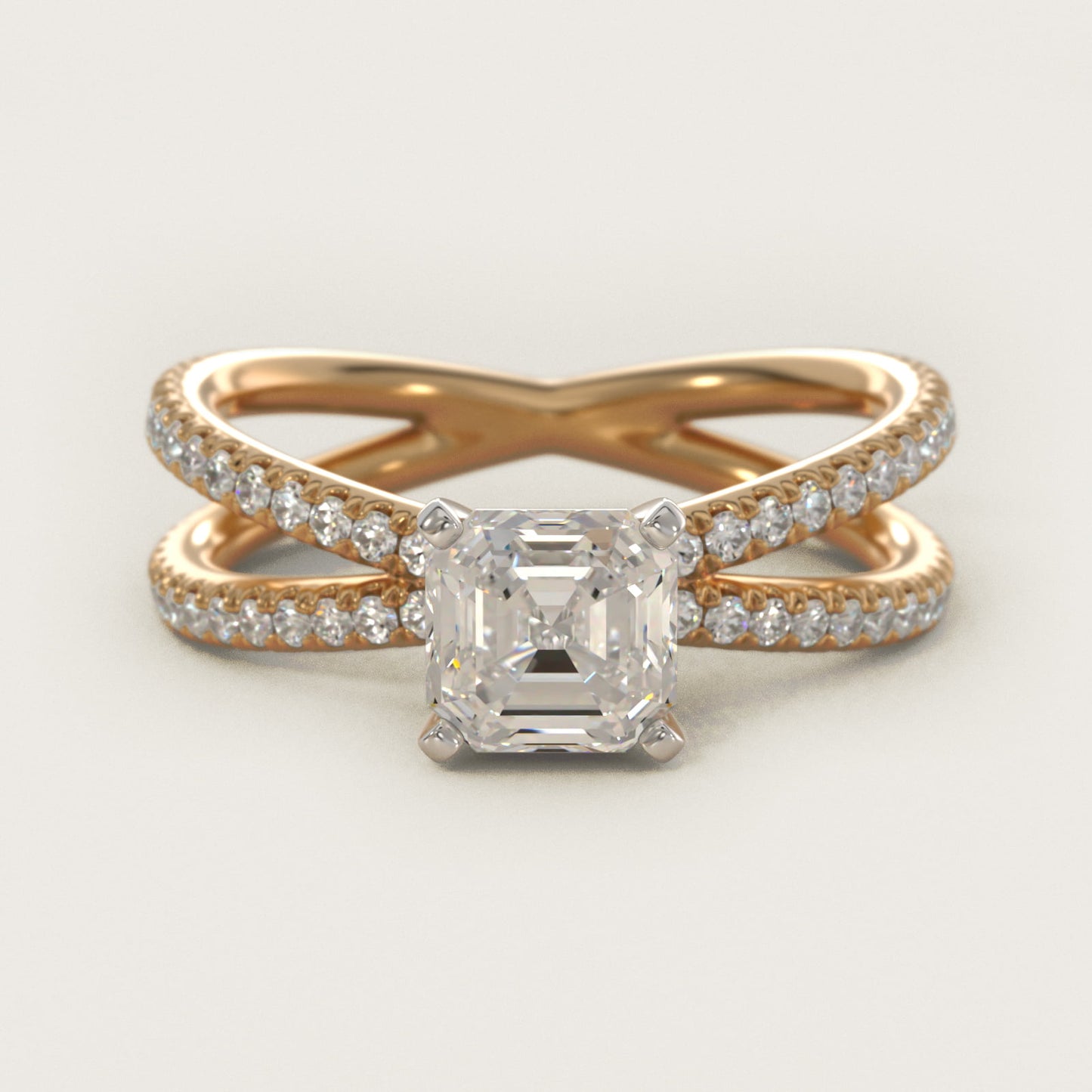 Blue Nile Studio Empress Diamond Engagement Ring in 18k Yellow Gold (1/3 ct. tw.) - Asscher Center