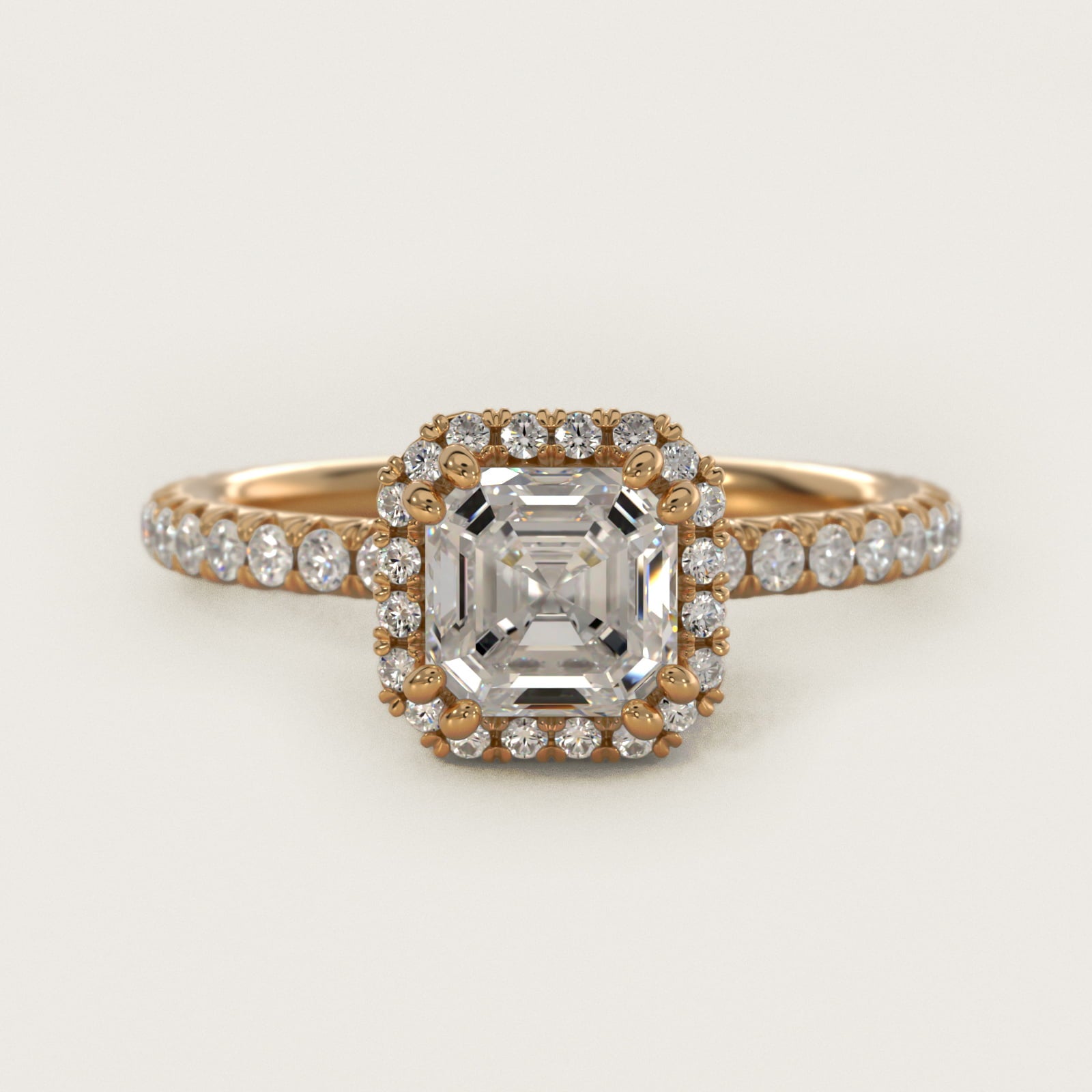 Blue Nile Studio Heiress Halo Diamond Engagement Ring in 18k Yellow Gold - Asscher Center