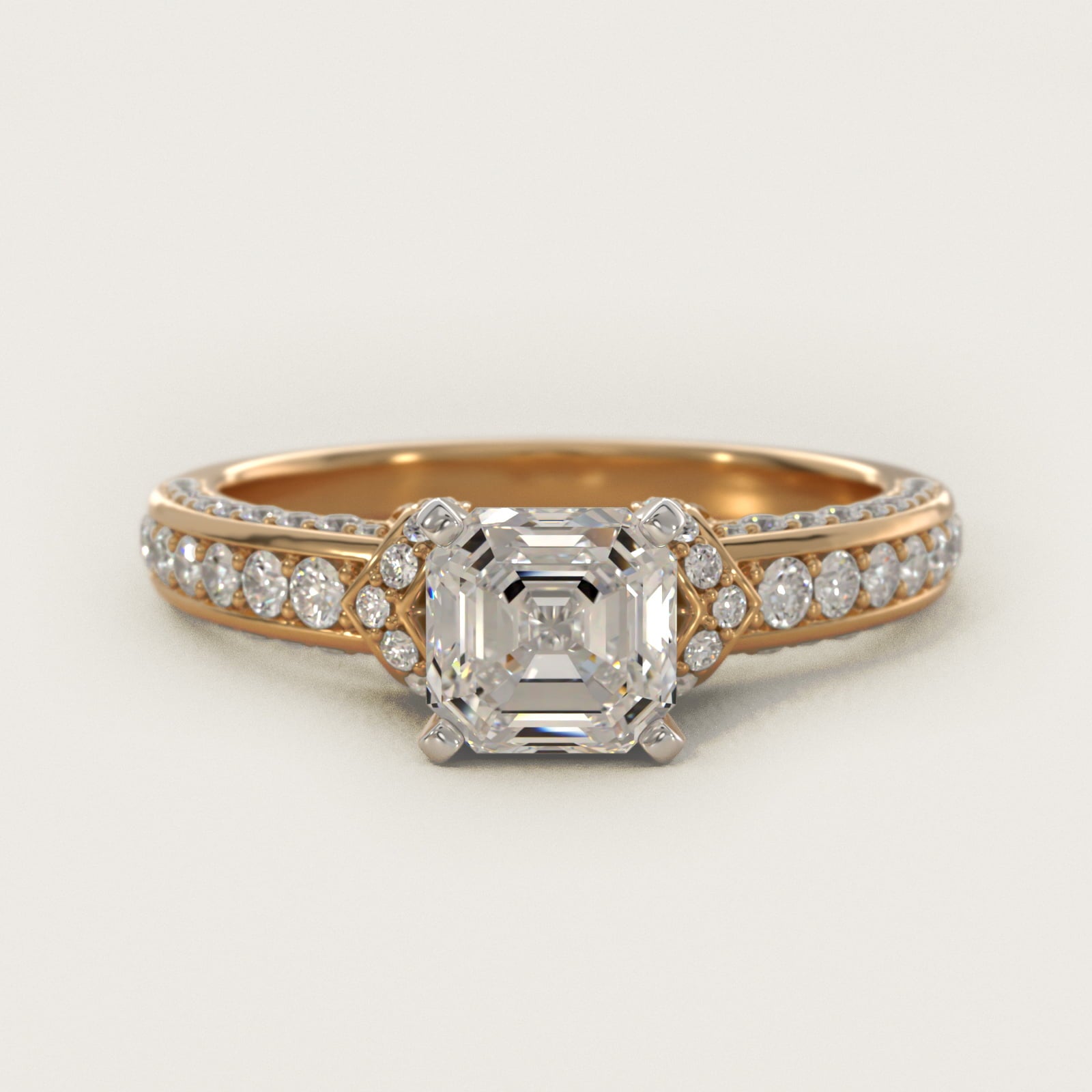 Blue Nile Studio Imperial MicropavŽ Diamond Engagement Ring in 14K Yellow Gold (3/8 ct. tw.) - Asscher Center