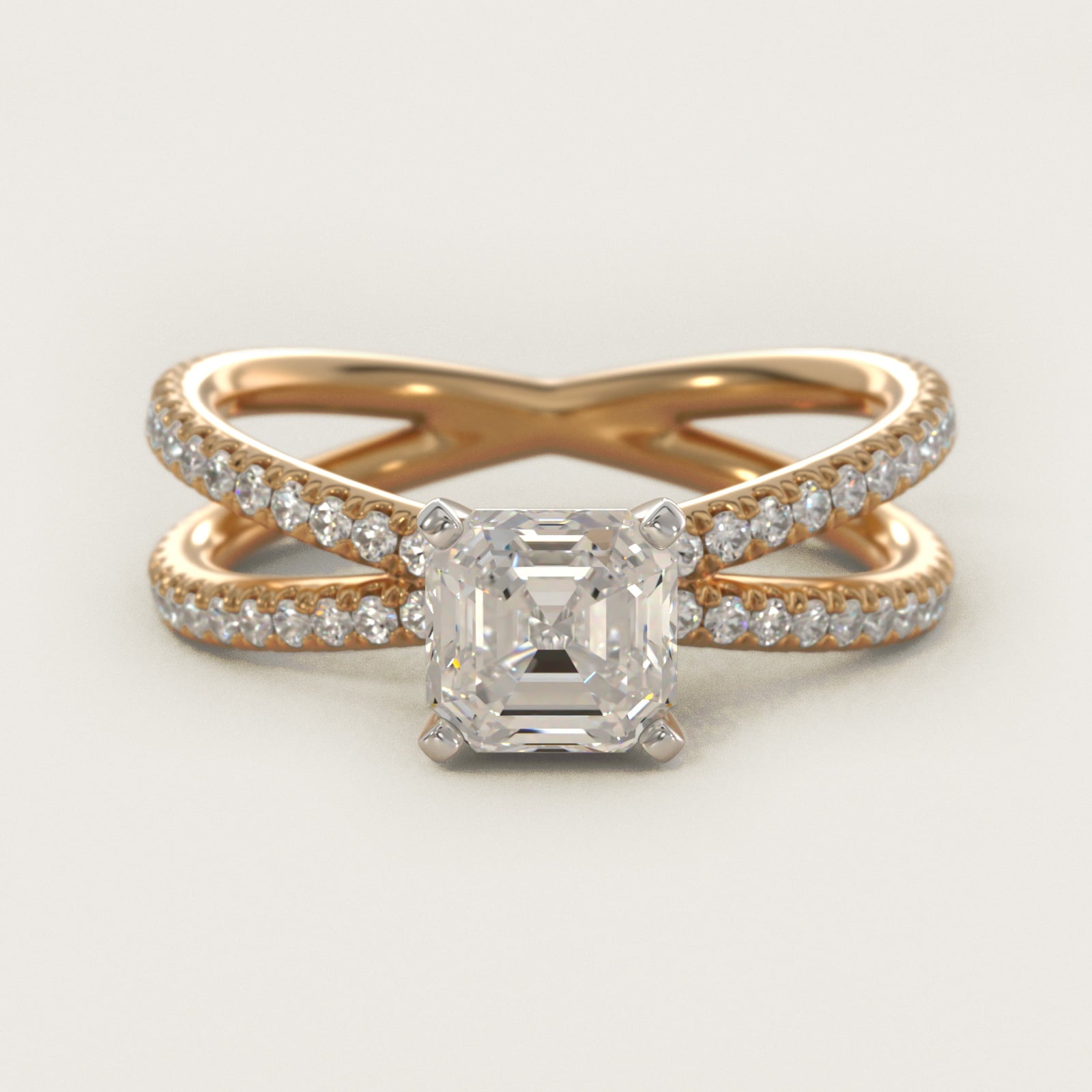 Blue Nile Studio Empress Diamond Engagement Ring in 14K Yellow Gold (1/3 ct. tw.) - Asscher Center