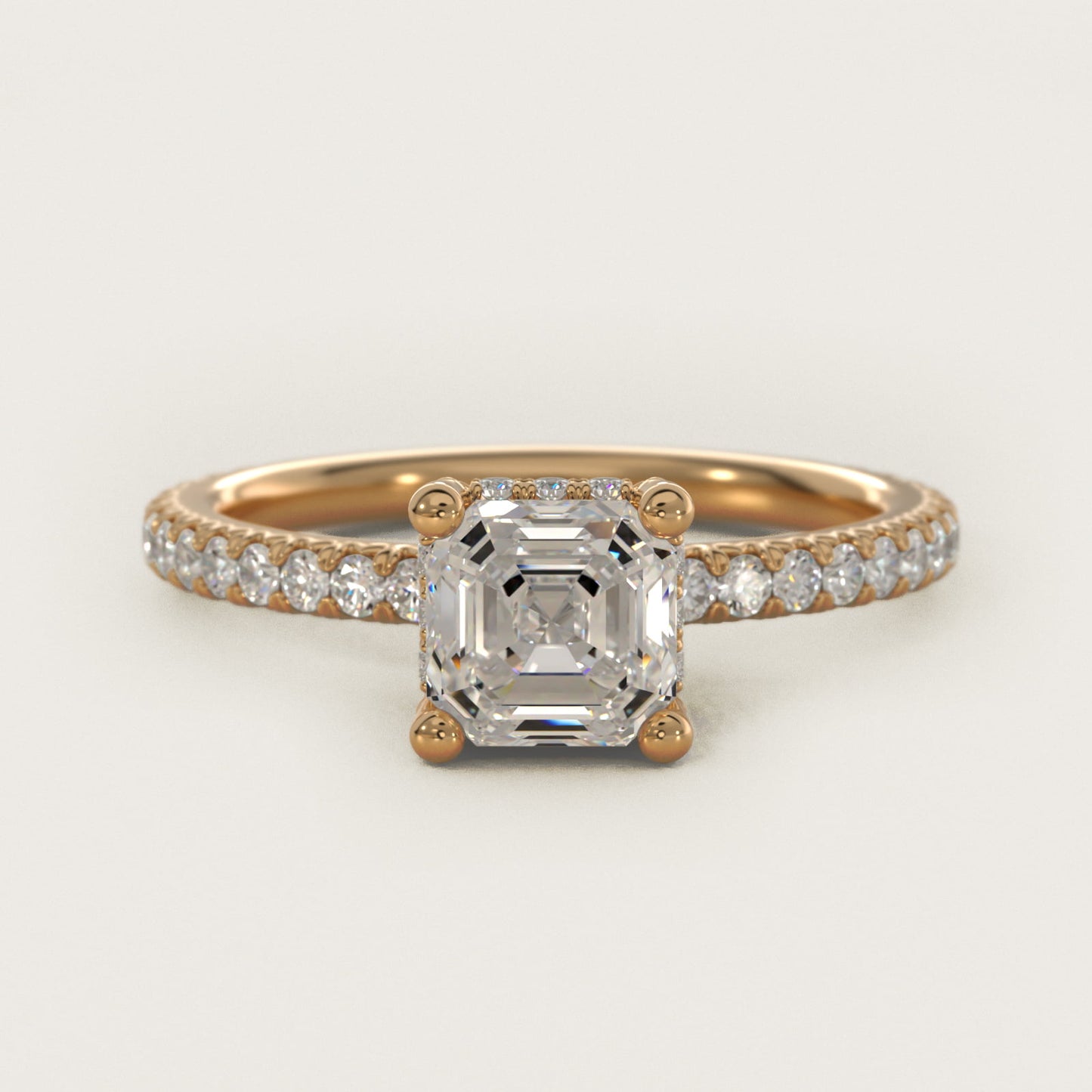 Blue Nile Studio Petite French PavŽ Crown Diamond Engagement Ring in 18k Yellow Gold (1/3 ct. tw.) - Asscher Center