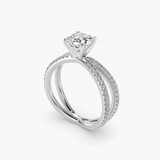 Blue Nile Studio Empress Diamond Engagement Ring in Platinum (1/3 ct. tw.) - Asscher Center