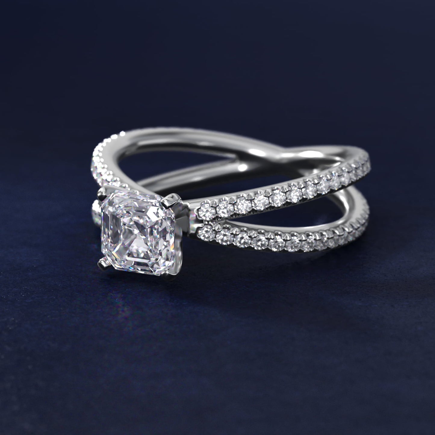 Blue Nile Studio Empress Diamond Engagement Ring in Platinum (1/3 ct. tw.) - Asscher Center