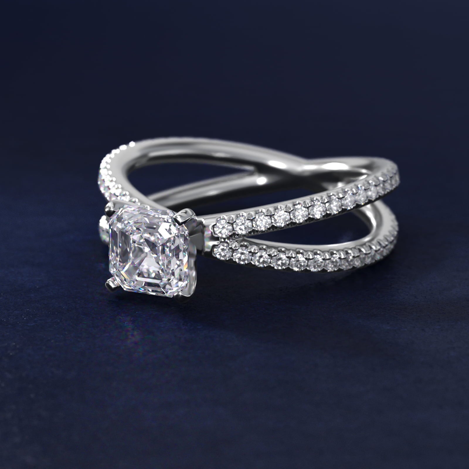 Blue Nile Studio Empress Diamond Engagement Ring in Platinum (1/3 ct. tw.) - Asscher Center