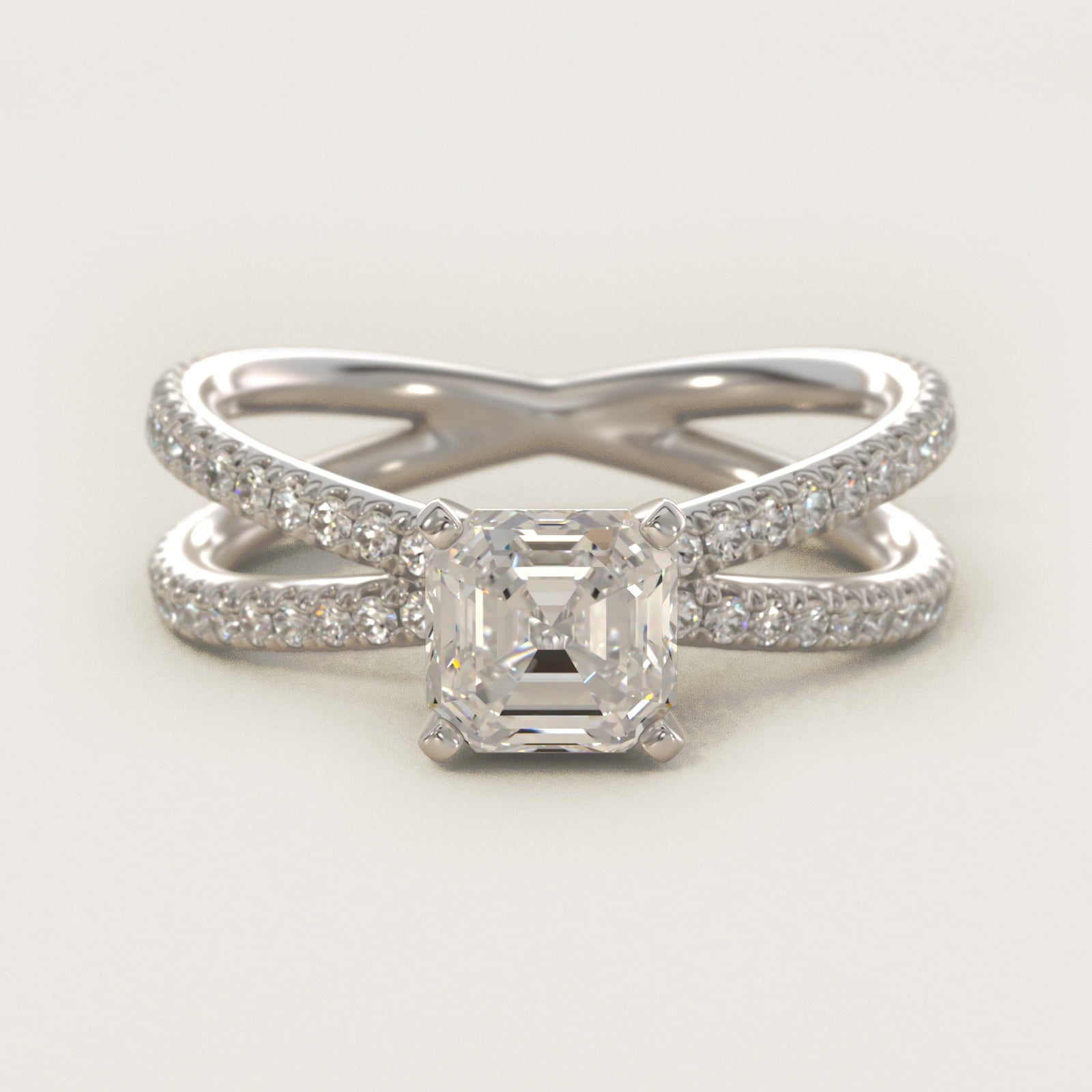 Blue Nile Studio Empress Diamond Engagement Ring in Platinum (1/3 ct. tw.) - Asscher Center