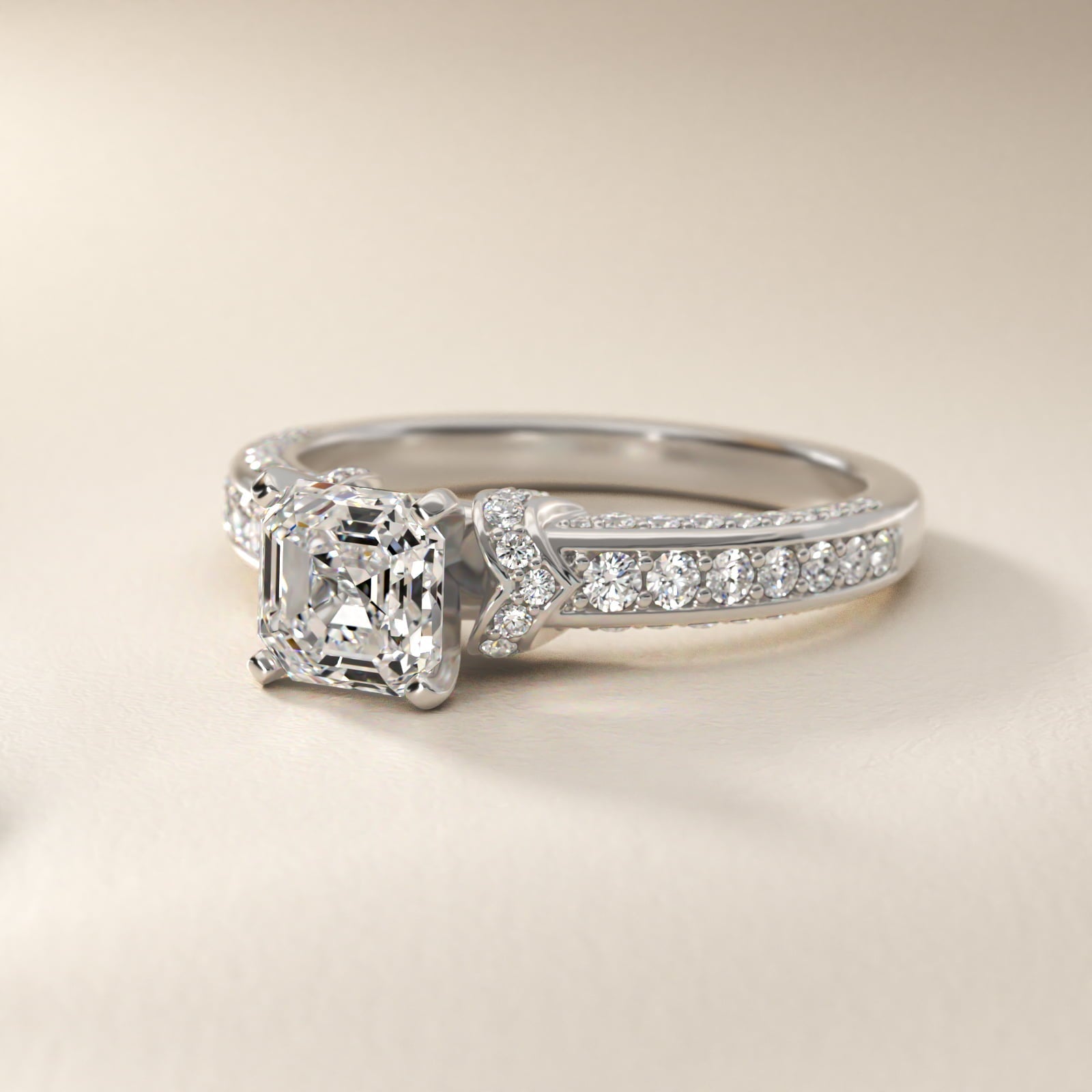 Blue Nile Studio Imperial Micropav? Diamond Engagement Ring in Platinum (3/8 ct. tw.) - Asscher Center