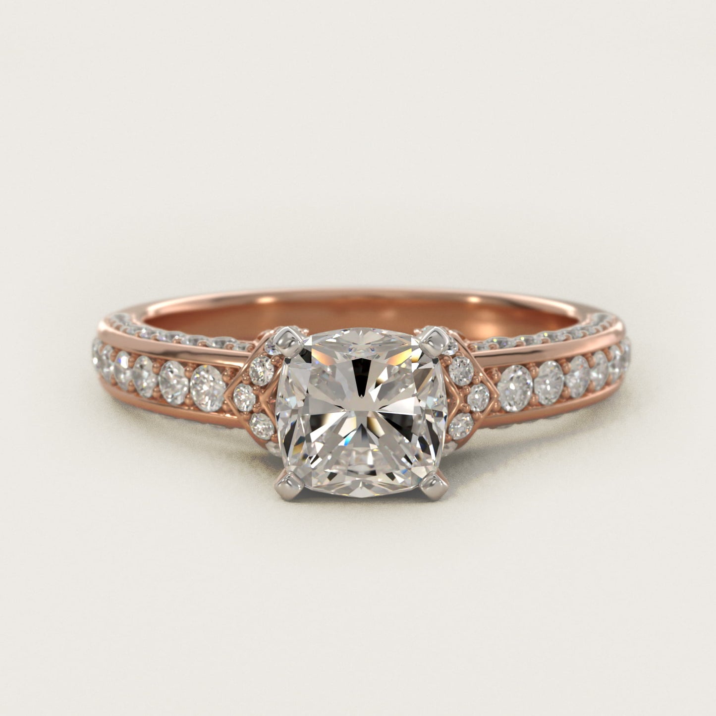 Blue Nile Studio Imperial MicropavŽ Diamond Engagement Ring in 14k Rose Gold (3/8 ct. tw.) - Cushion Center