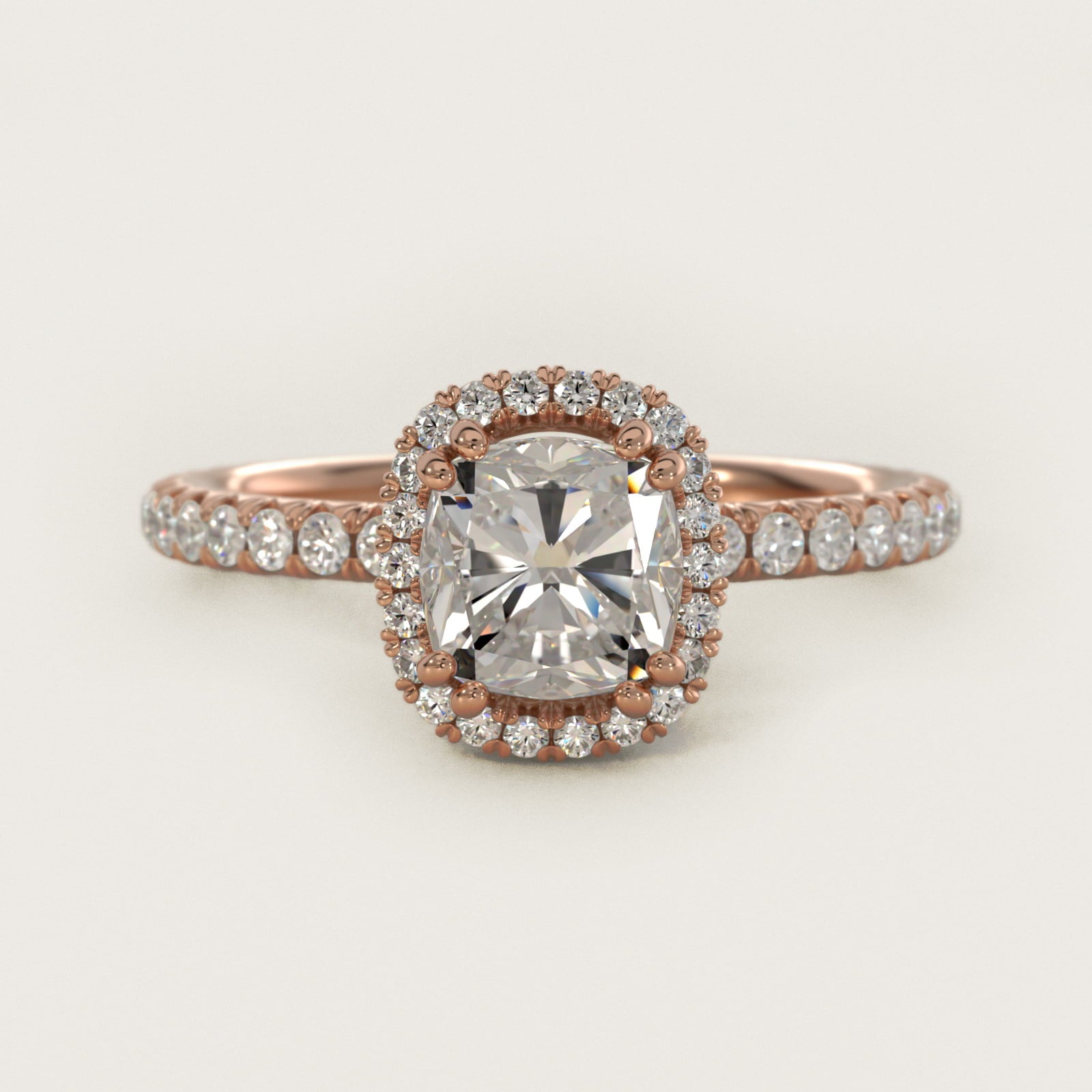 Blue Nile Studio Heiress Halo Diamond Engagement Ring in 18k Rose Gold - Cushion Center