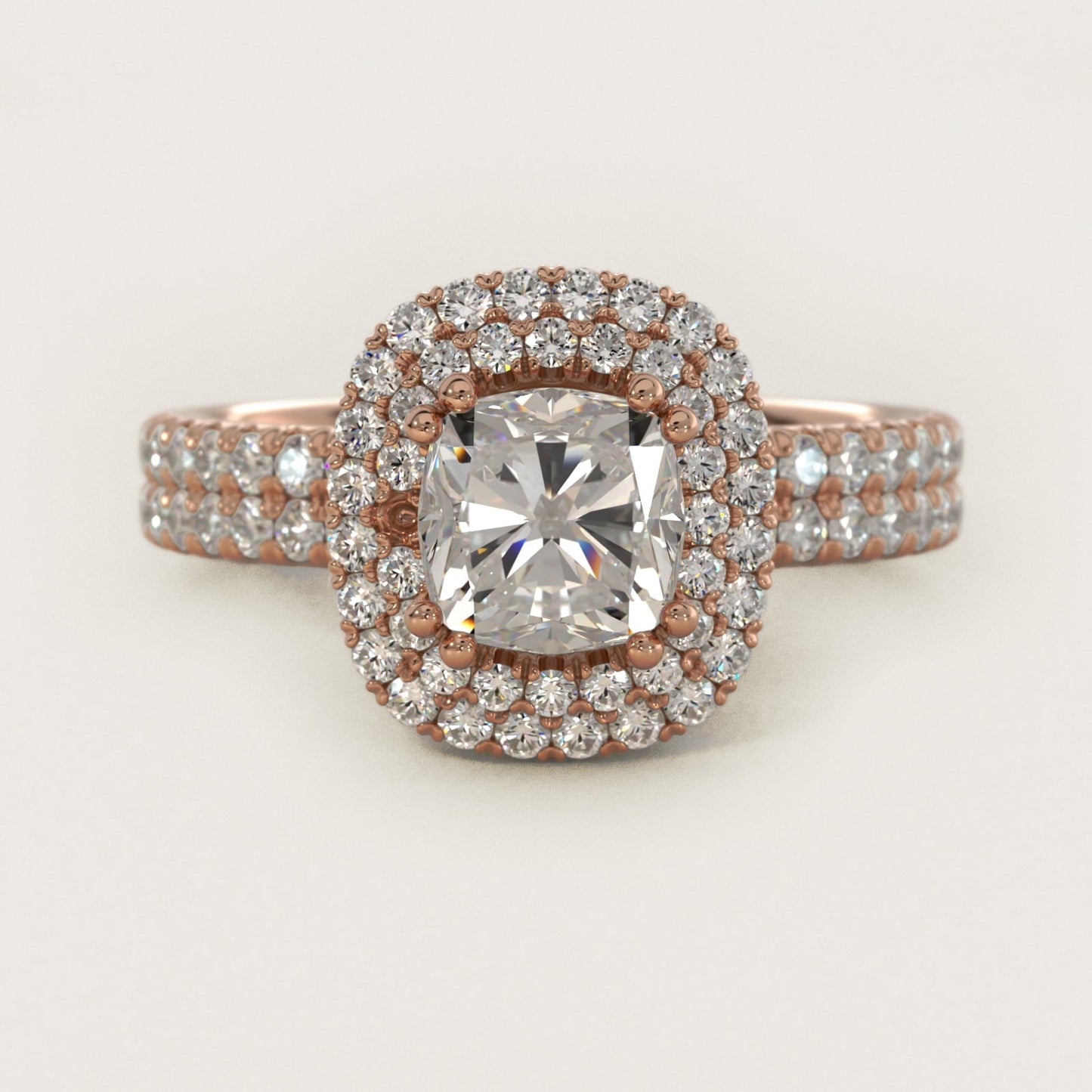 Blue Nile Studio Imperial Micropav? Diamond Engagement Ring in 18k Rose Gold (3/8 ct. tw.) - Cushion Center