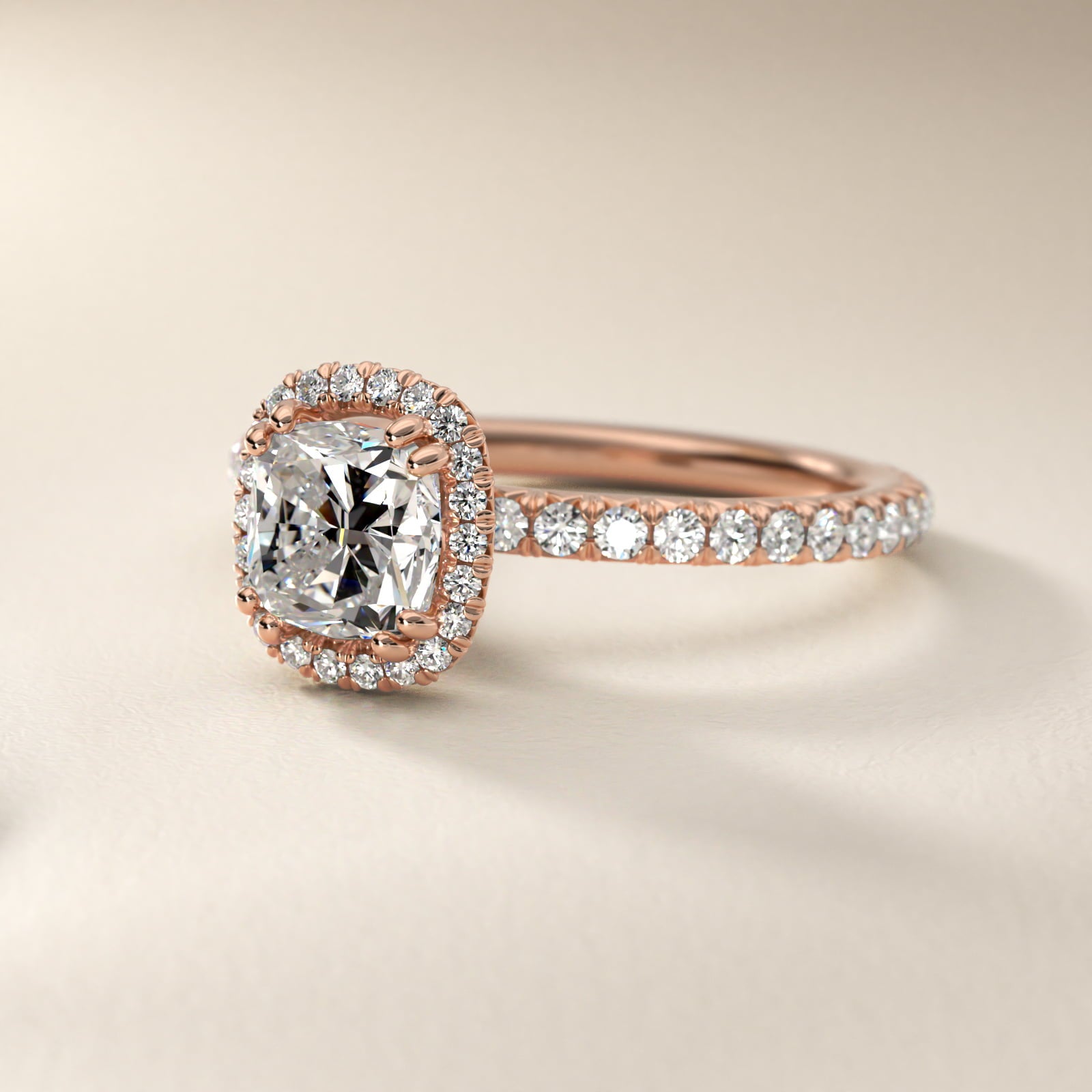 Blue Nile Studio Heiress Halo Diamond Engagement Ring in 14k Rose Gold - Cushion Center