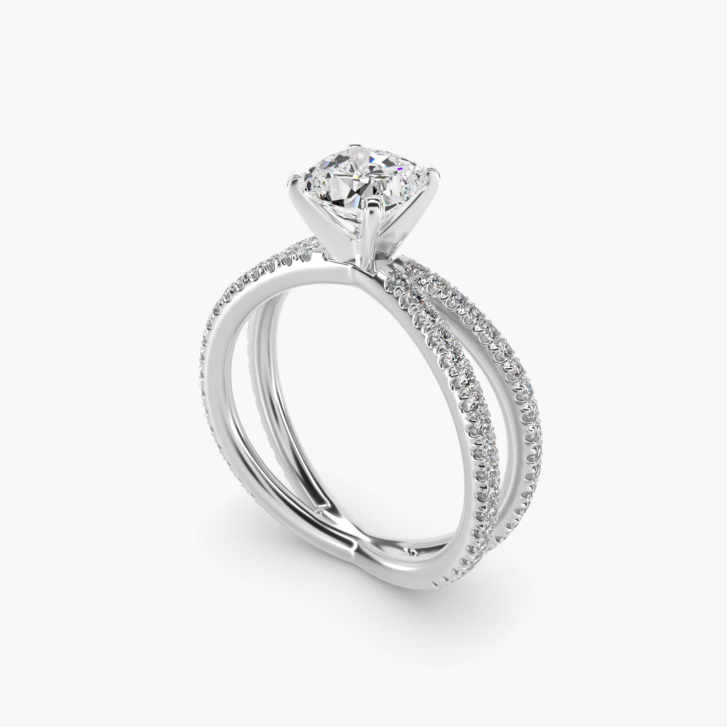 Blue Nile Studio Empress Diamond Engagement Ring in 18k White Gold (1/3 ct. tw.) - Cushion Center