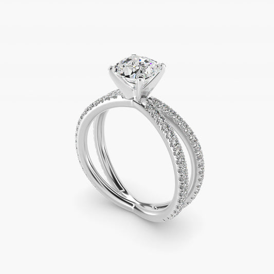 Blue Nile Studio Empress Diamond Engagement Ring in 14k White Gold (1/3 ct. tw.) - Cushion Center