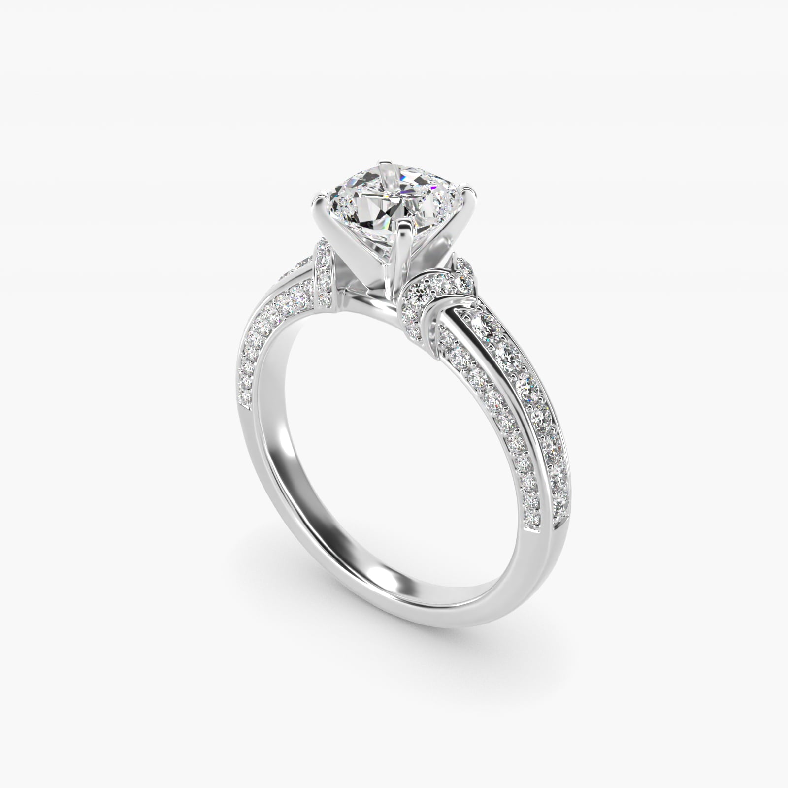 Blue Nile Studio Imperial MicropavŽ Diamond Engagement Ring in 14k White Gold (3/8 ct. tw.) - Cushion Center