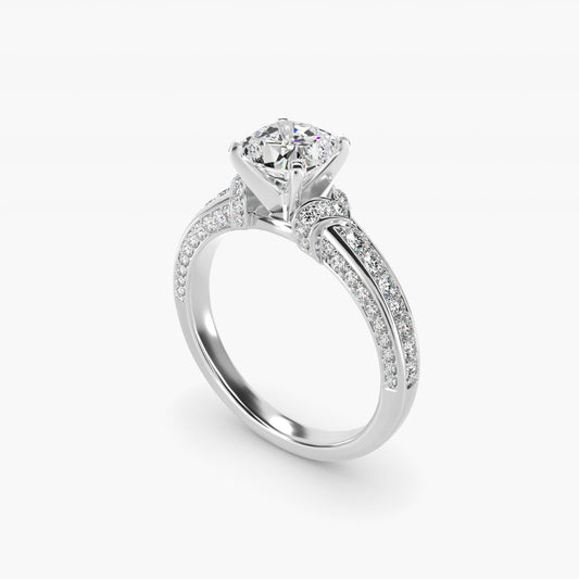 Blue Nile Studio Imperial MicropavŽ Diamond Engagement Ring in 14k White Gold (3/8 ct. tw.) - Cushion Center