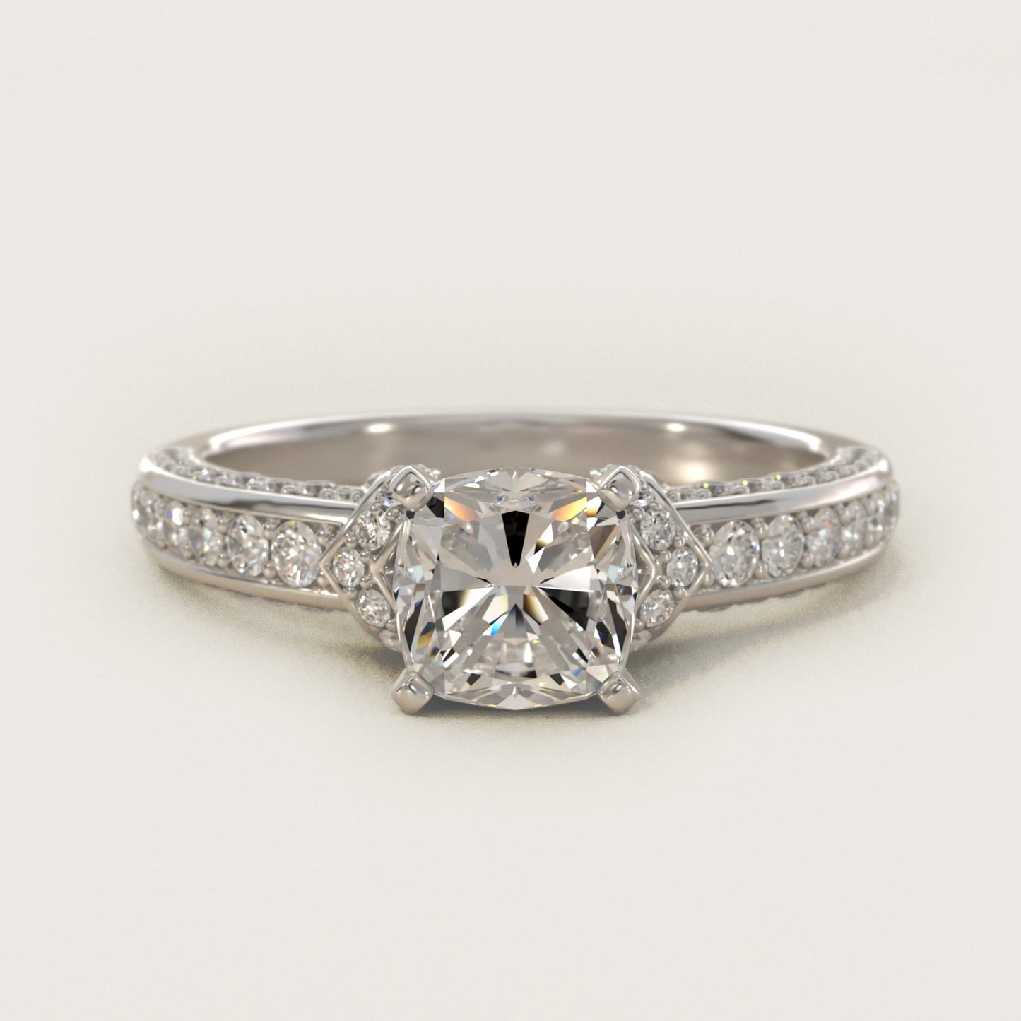 Blue Nile Studio Imperial MicropavŽ Diamond Engagement Ring in 14k White Gold (3/8 ct. tw.) - Cushion Center