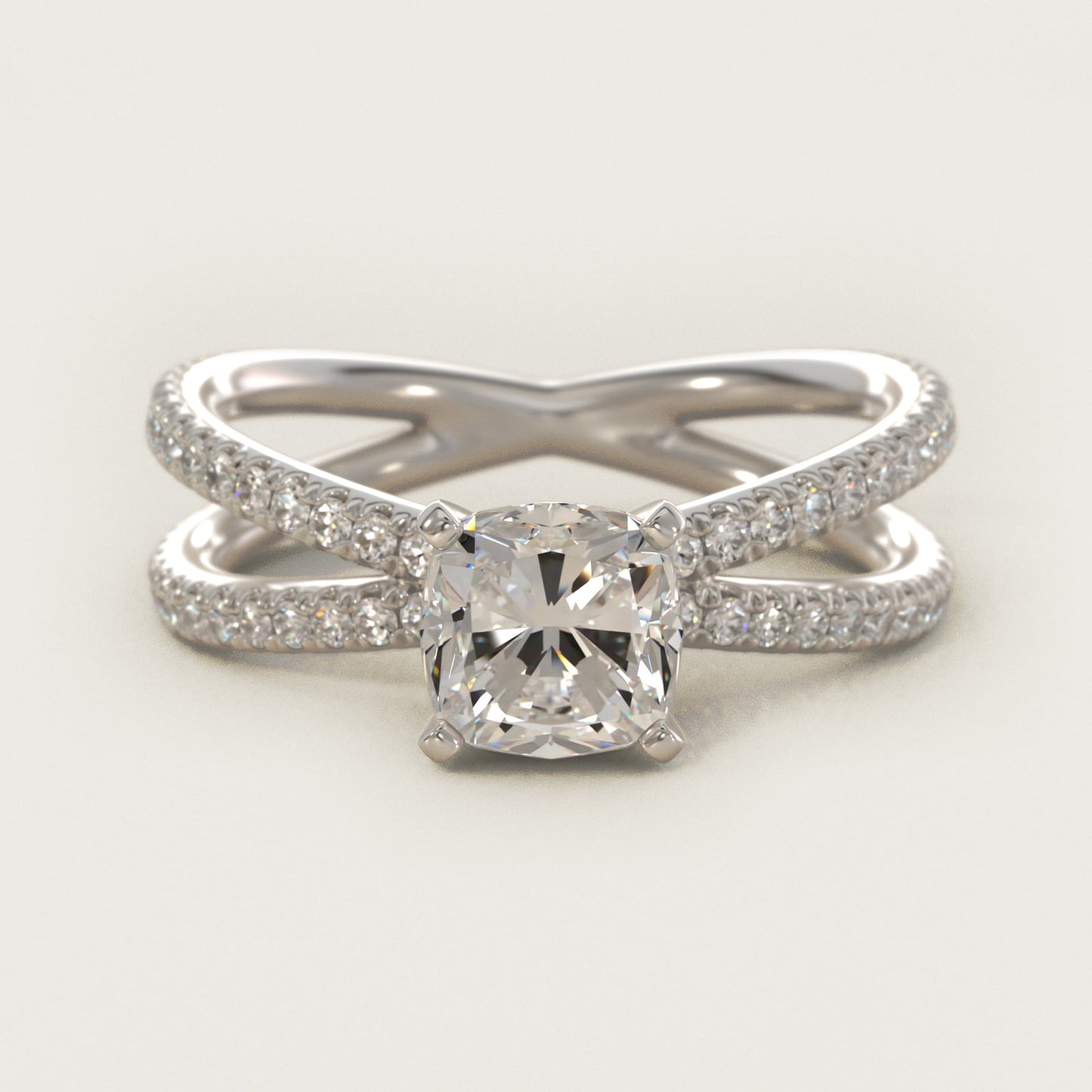 Blue Nile Studio Empress Diamond Engagement Ring in 14k White Gold (1/3 ct. tw.) - Cushion Center