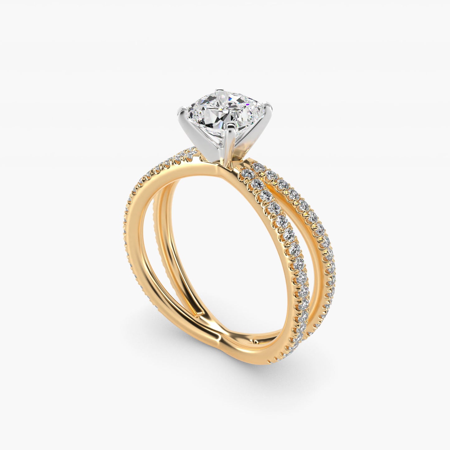 Blue Nile Studio Empress Diamond Engagement Ring in 14K Yellow Gold (1/3 ct. tw.) - Cushion Center
