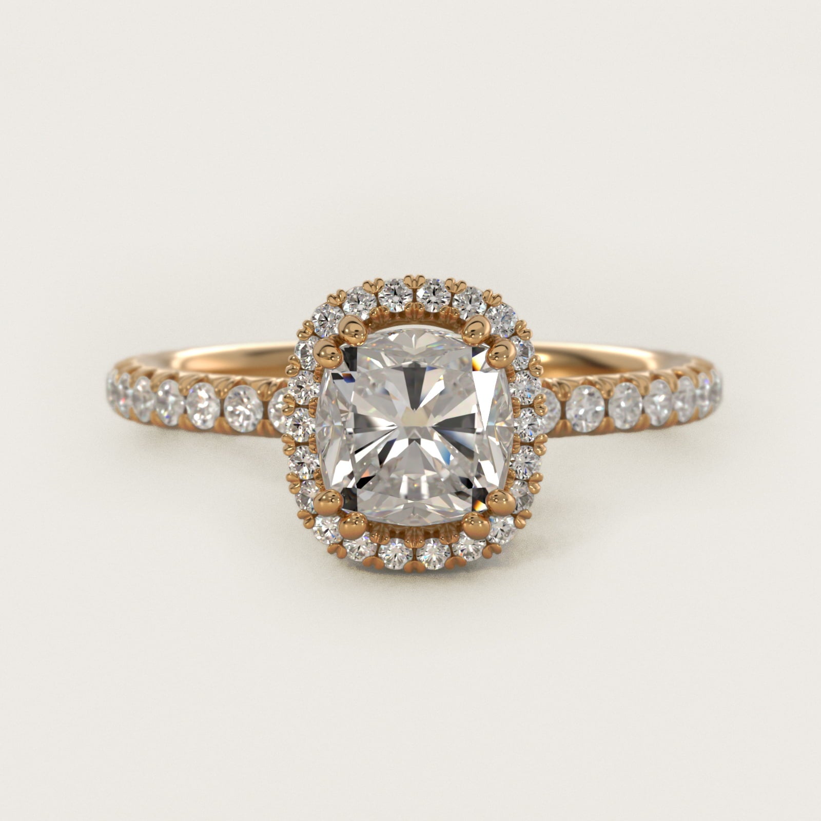 Blue Nile Studio Heiress Halo Diamond Engagement Ring in 14K Yellow Gold - Cushion Center