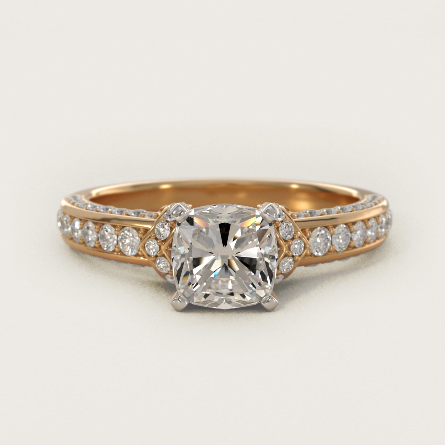 Blue Nile Studio Imperial MicropavŽ Diamond Engagement Ring in 14K Yellow Gold (3/8 ct. tw.) - Cushion Center