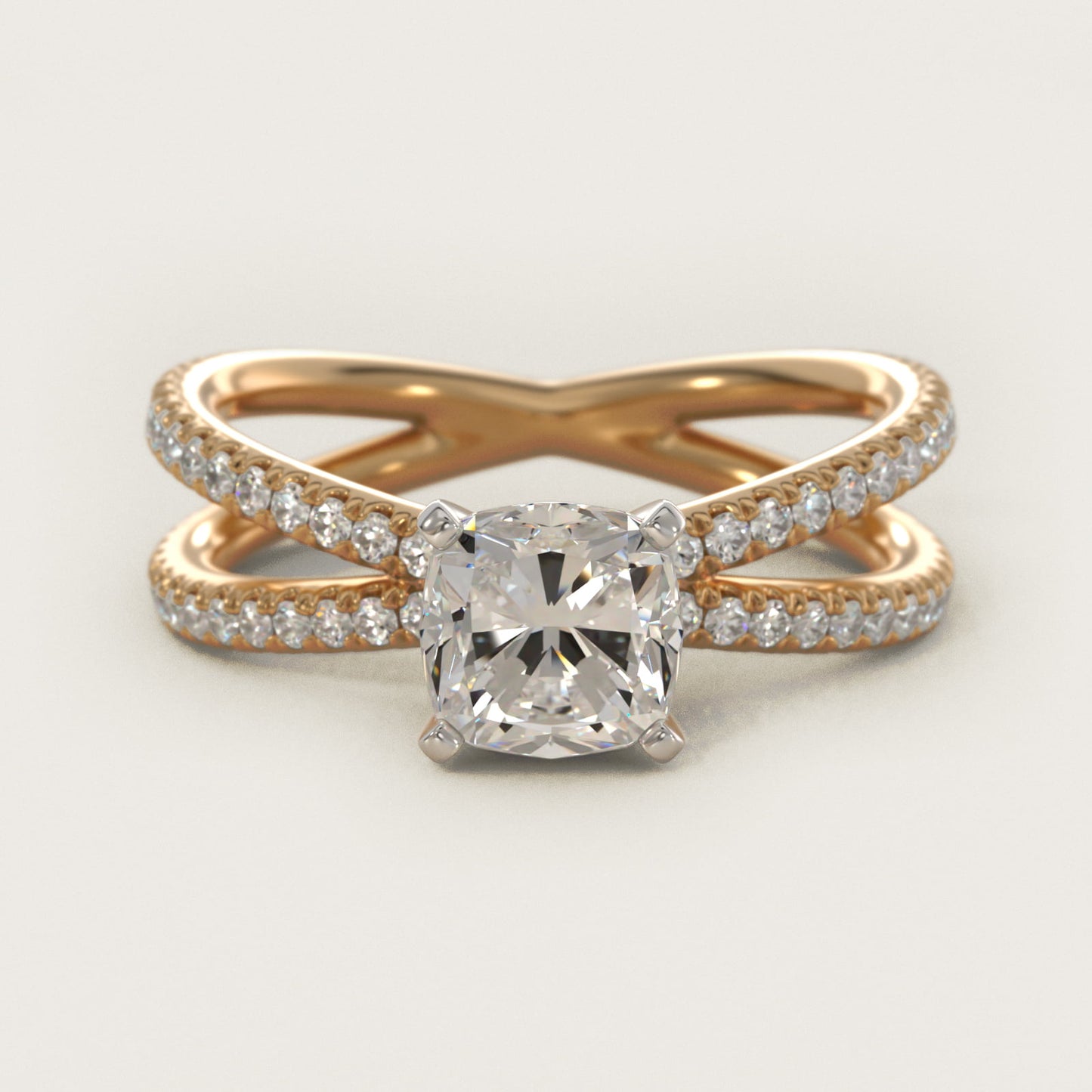 Blue Nile Studio Empress Diamond Engagement Ring in 18k Yellow Gold (1/3 ct. tw.) - Cushion Center