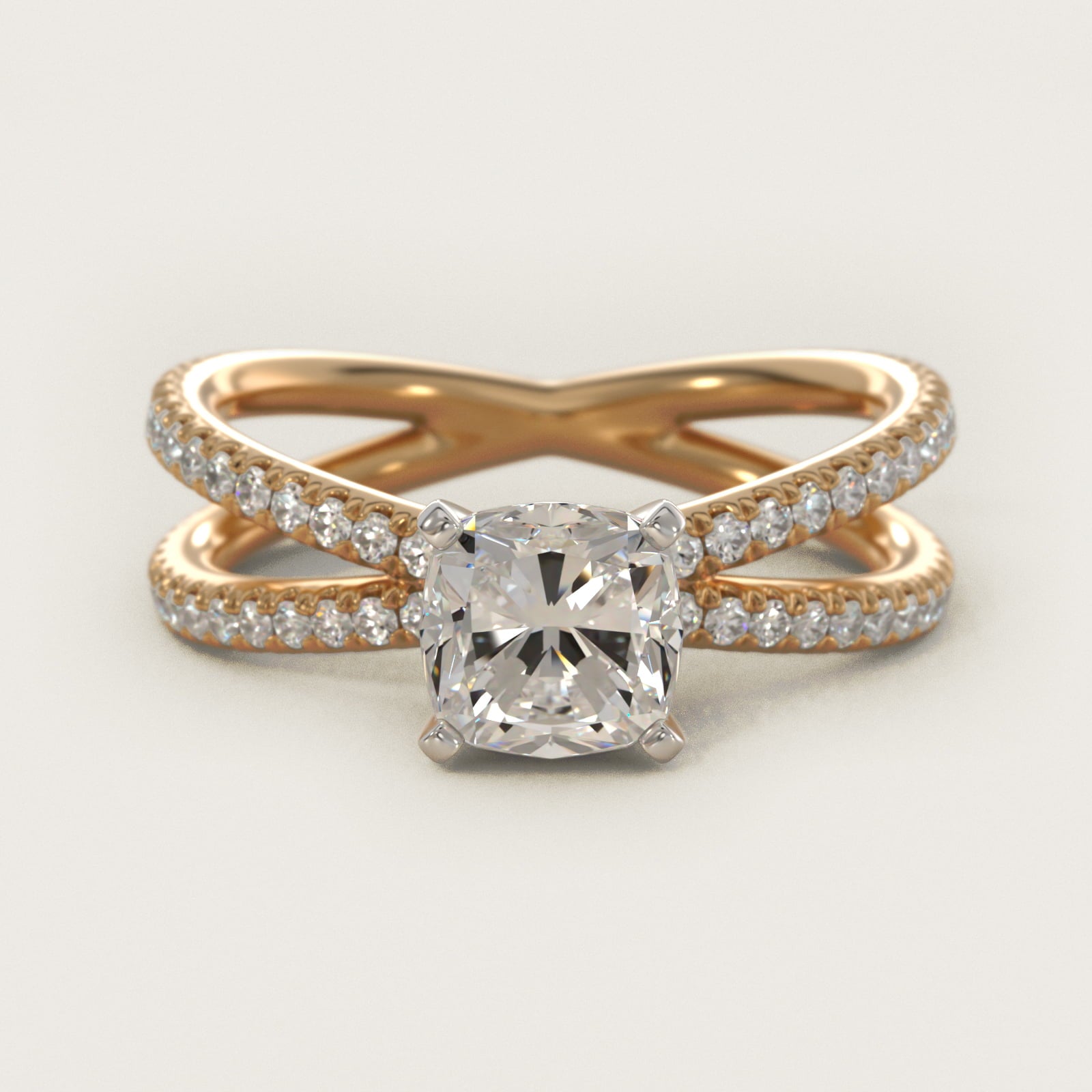 Blue Nile Studio Empress Diamond Engagement Ring in 14K Yellow Gold (1/3 ct. tw.) - Cushion Center