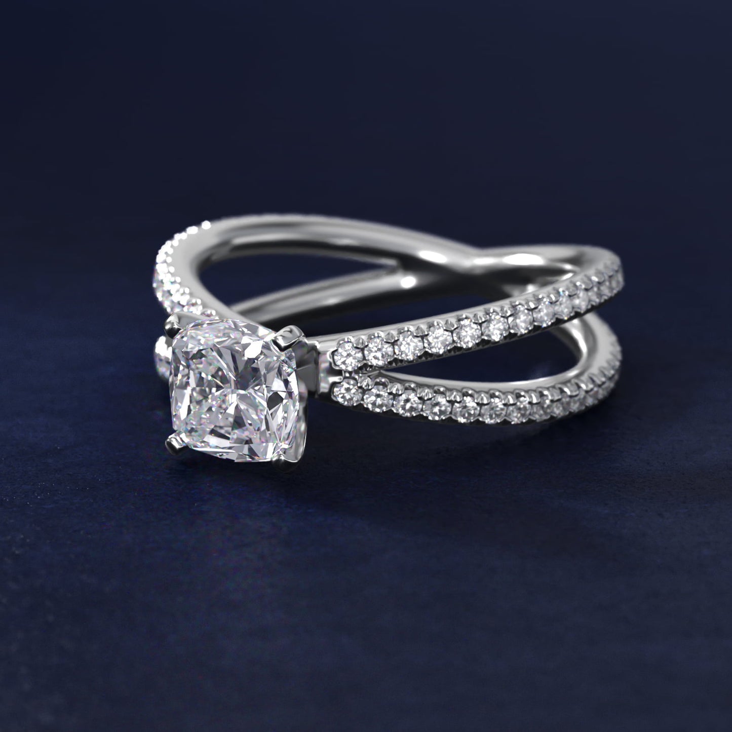 Blue Nile Studio Empress Diamond Engagement Ring in Platinum (1/3 ct. tw.) - Cushion Center