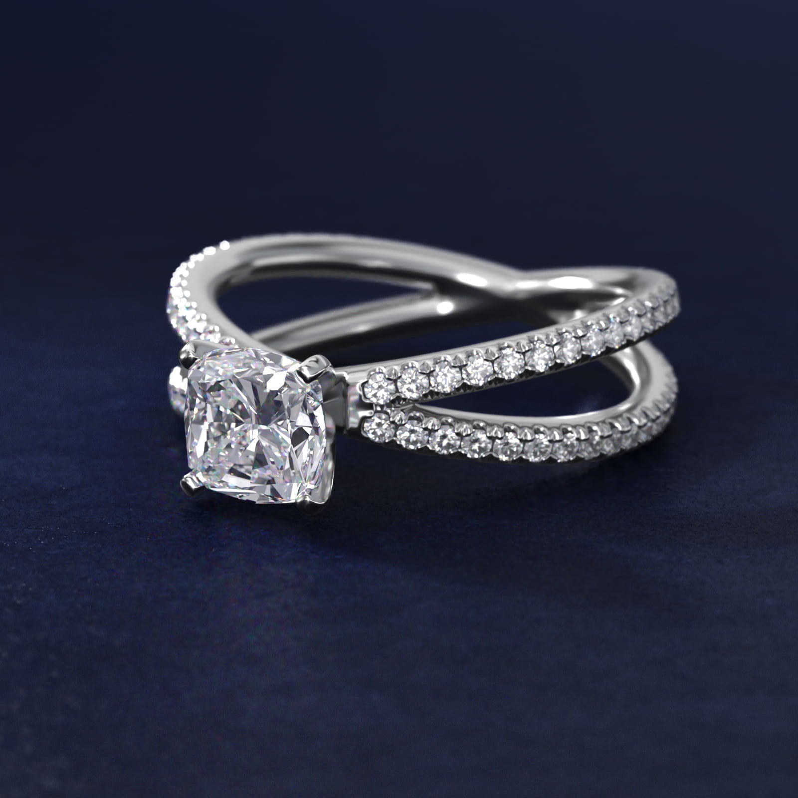 Blue Nile Studio Empress Diamond Engagement Ring in Platinum (1/3 ct. tw.) - Cushion Center