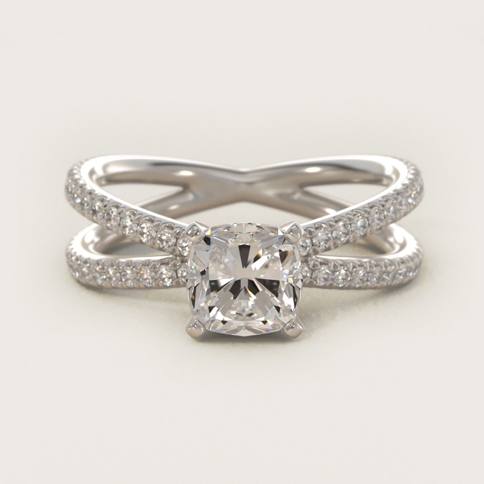 Blue Nile Studio Empress Diamond Engagement Ring in Platinum (1/3 ct. tw.) - Cushion Center
