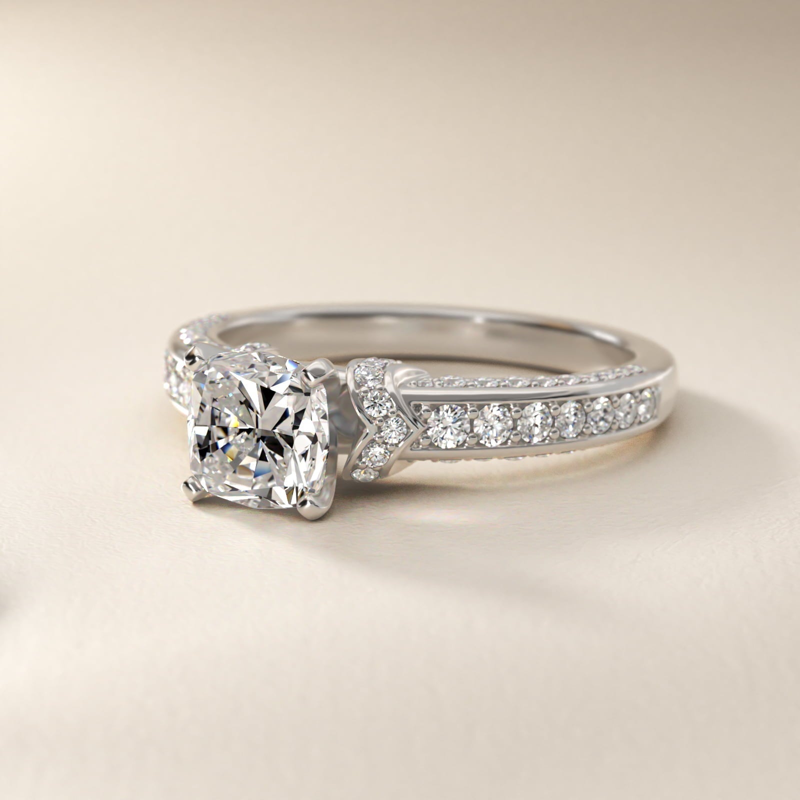 Blue Nile Studio Imperial Micropav? Diamond Engagement Ring in Platinum (3/8 ct. tw.) - Cushion Center