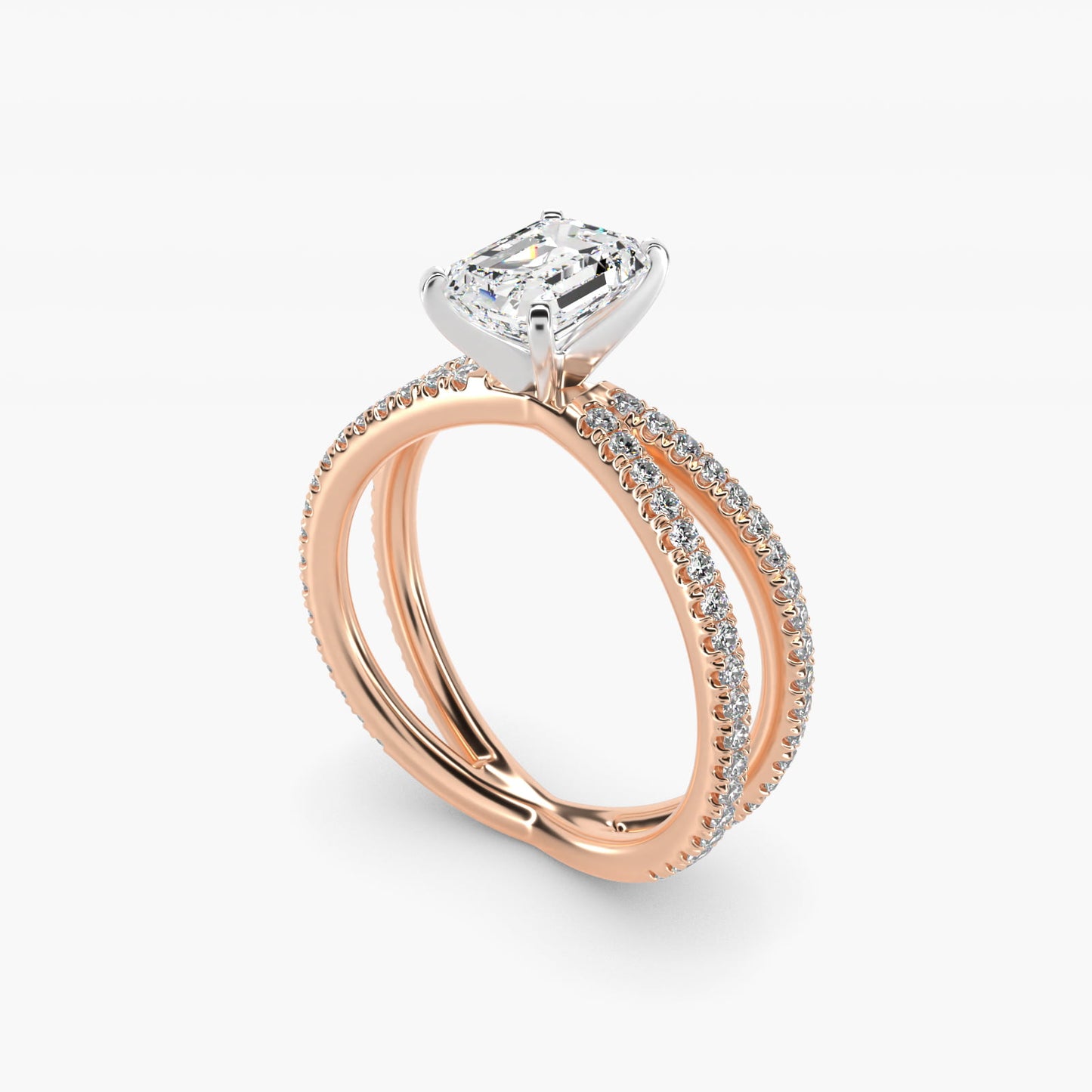 Blue Nile Studio Empress Diamond Engagement Ring in 18k Rose Gold (1/3 ct. tw.) - Emerald Center