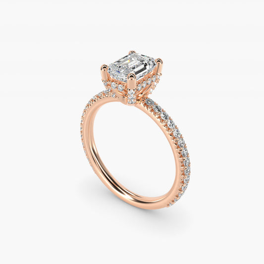 Blue Nile Studio Petite French PavŽ Crown Diamond Engagement Ring in 14k Rose Gold (1/3 ct. tw.) - Emerald Center
