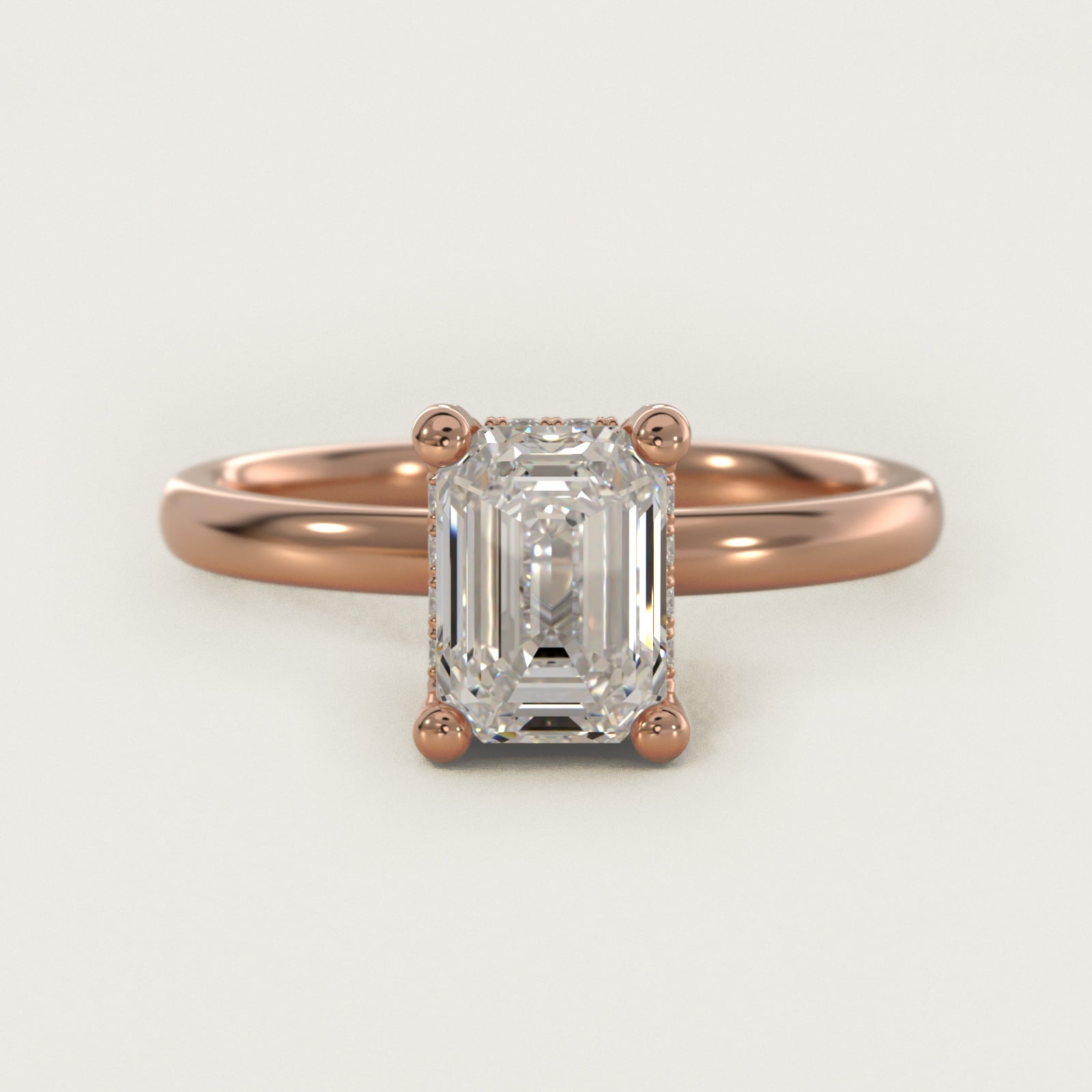 Blue Nile Studio French PavŽ Diamond Crown Solitaire Engagement Ring in 14k Rose Gold (1/6 ct. tw.) - Emerald Center