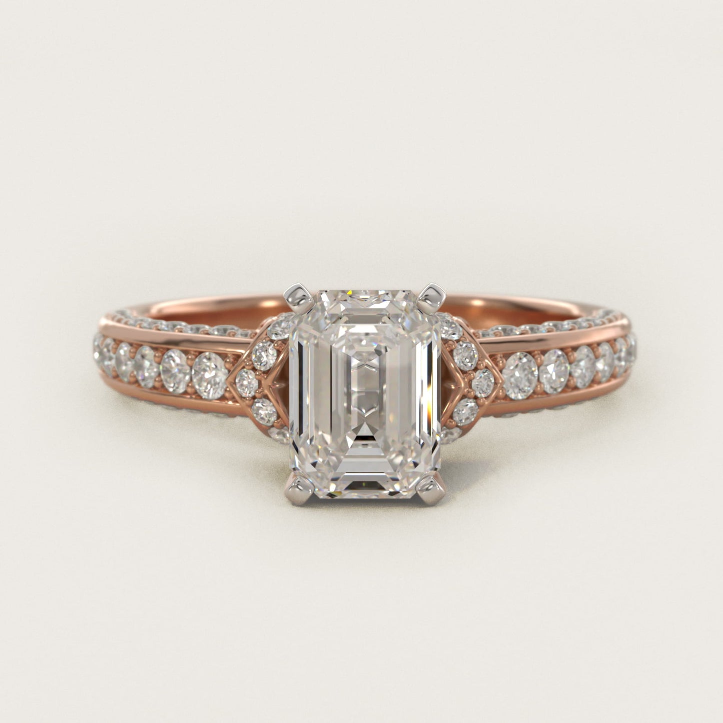 Blue Nile Studio Imperial MicropavŽ Diamond Engagement Ring in 14k Rose Gold (3/8 ct. tw.) - Emerald Center