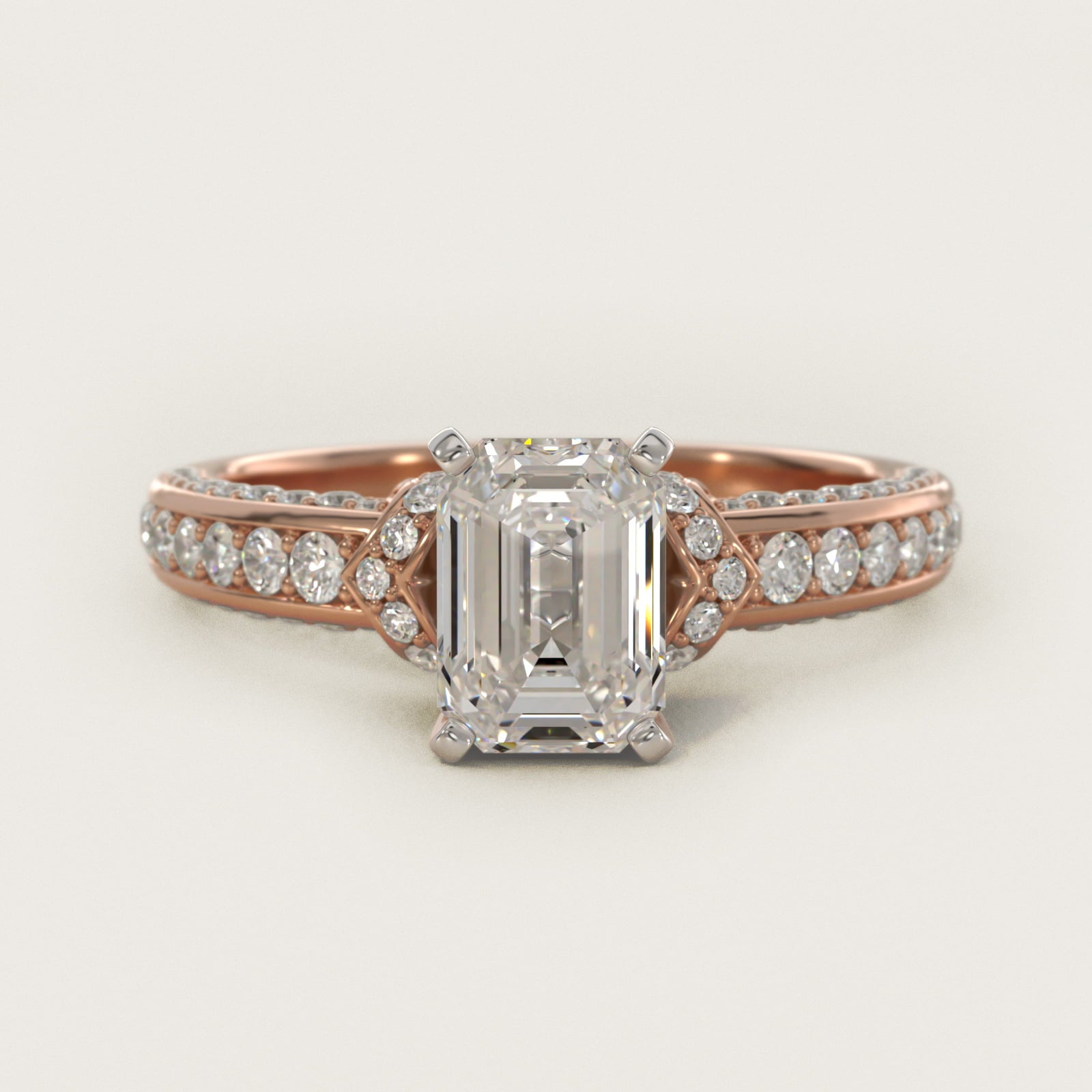 Blue Nile Studio Imperial MicropavŽ Diamond Engagement Ring in 14k Rose Gold (3/8 ct. tw.) - Emerald Center