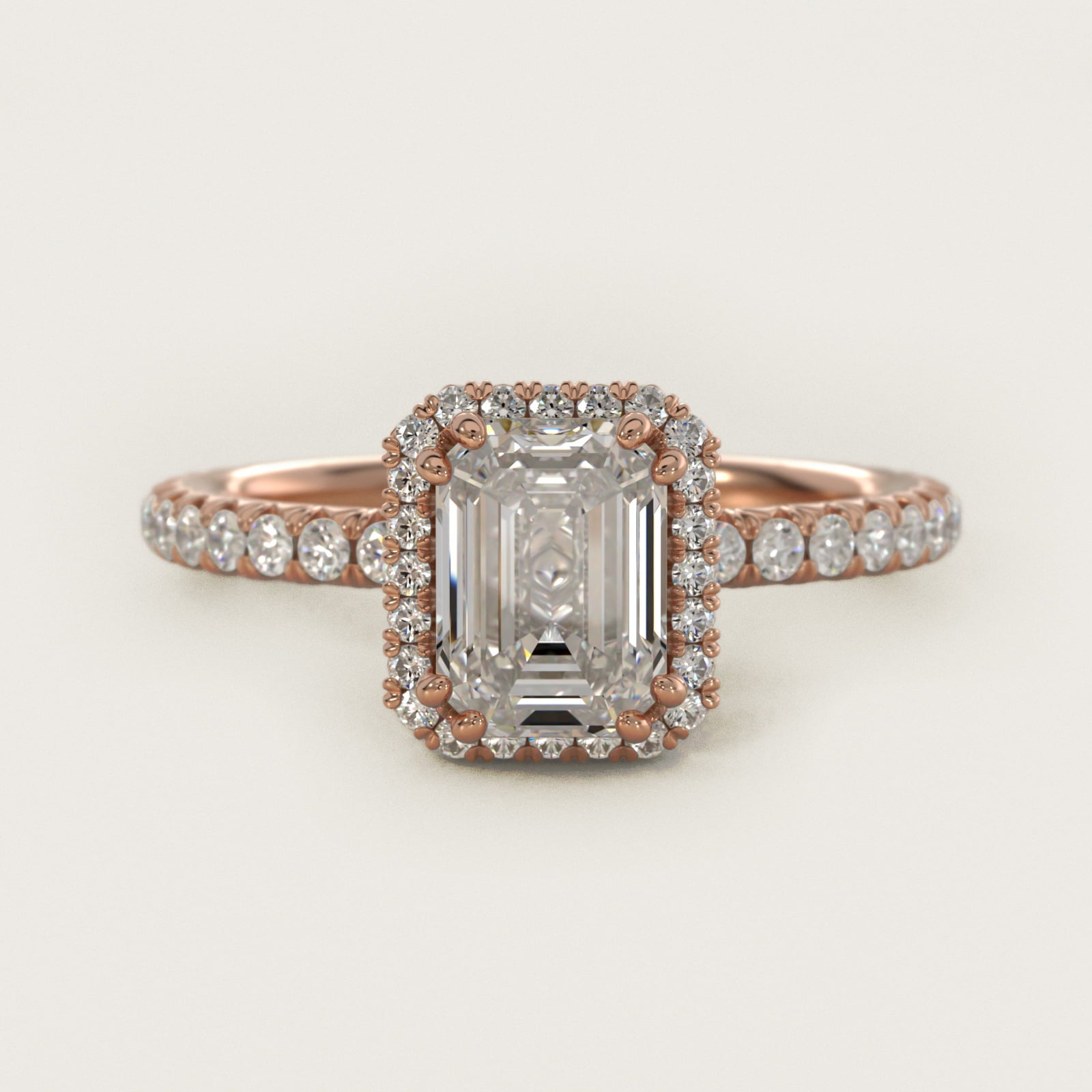 Blue Nile Studio Heiress Halo Diamond Engagement Ring in 18k Rose Gold - Emerald Center