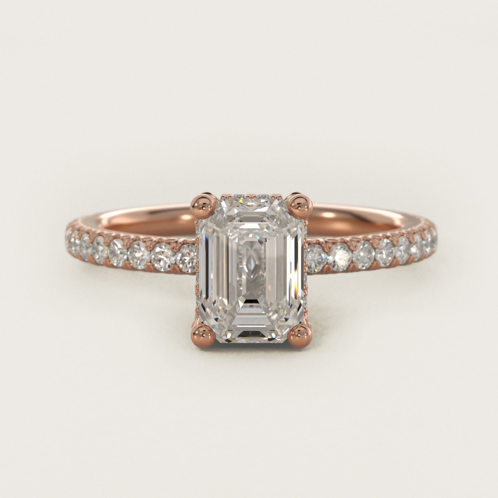 Blue Nile Studio Petite French PavŽ Crown Diamond Engagement Ring in 14k Rose Gold (1/3 ct. tw.) - Emerald Center
