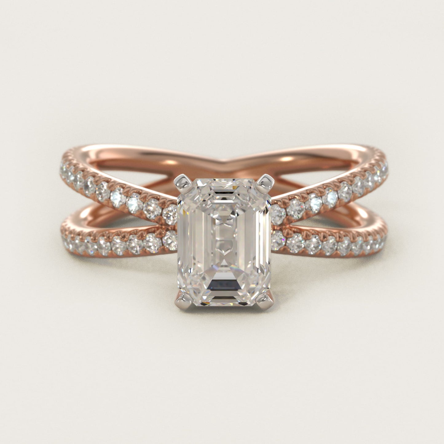 Blue Nile Studio Empress Diamond Engagement Ring in 18k Rose Gold (1/3 ct. tw.) - Emerald Center