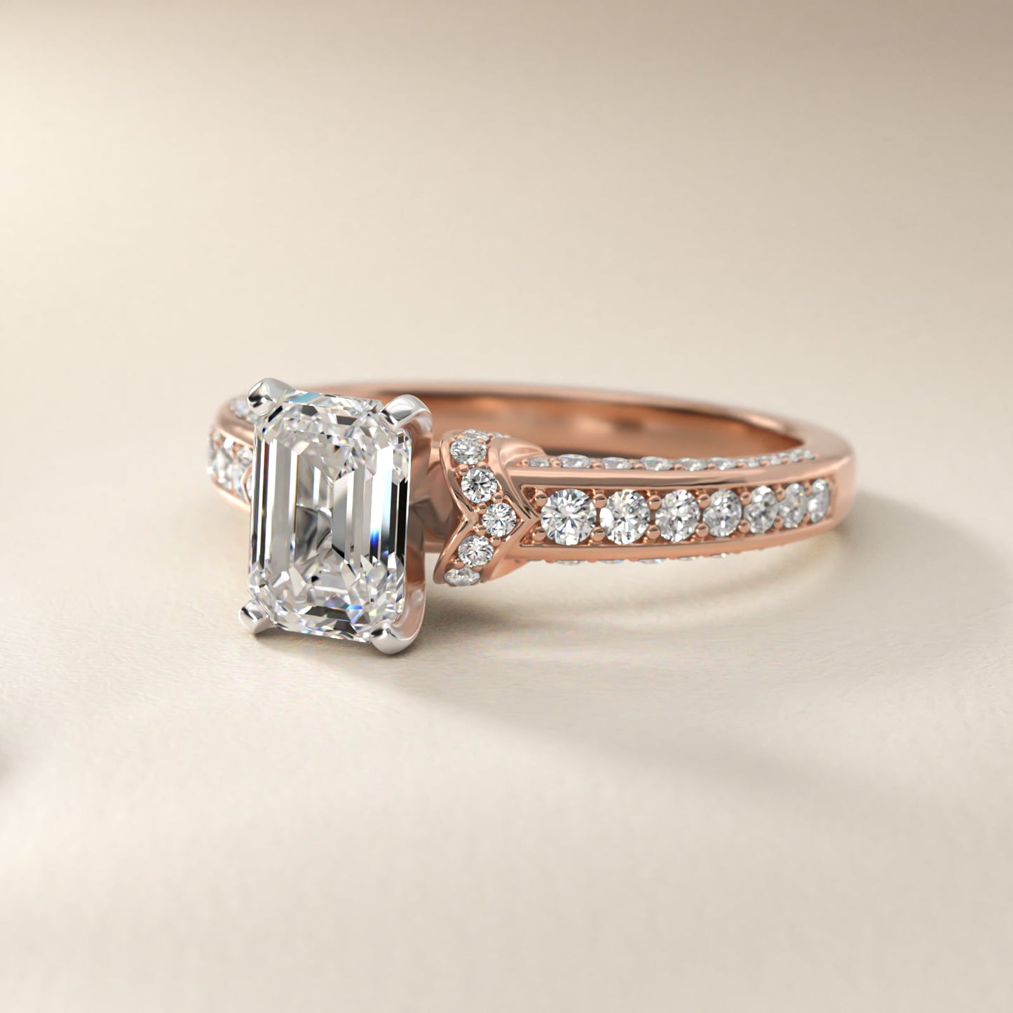 Blue Nile Studio Imperial MicropavŽ Diamond Engagement Ring in 14k Rose Gold (3/8 ct. tw.) - Emerald Center