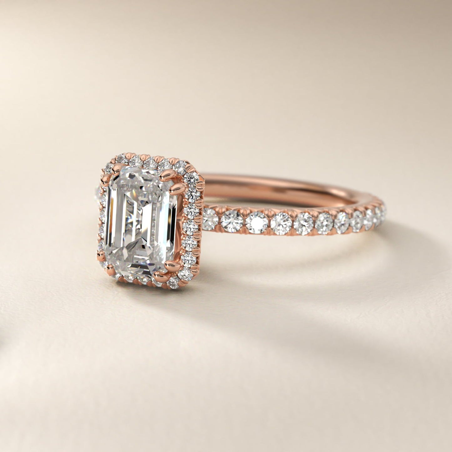 Blue Nile Studio Imperial Micropav? Diamond Engagement Ring in 18k Rose Gold (3/8 ct. tw.) - Emerald Center